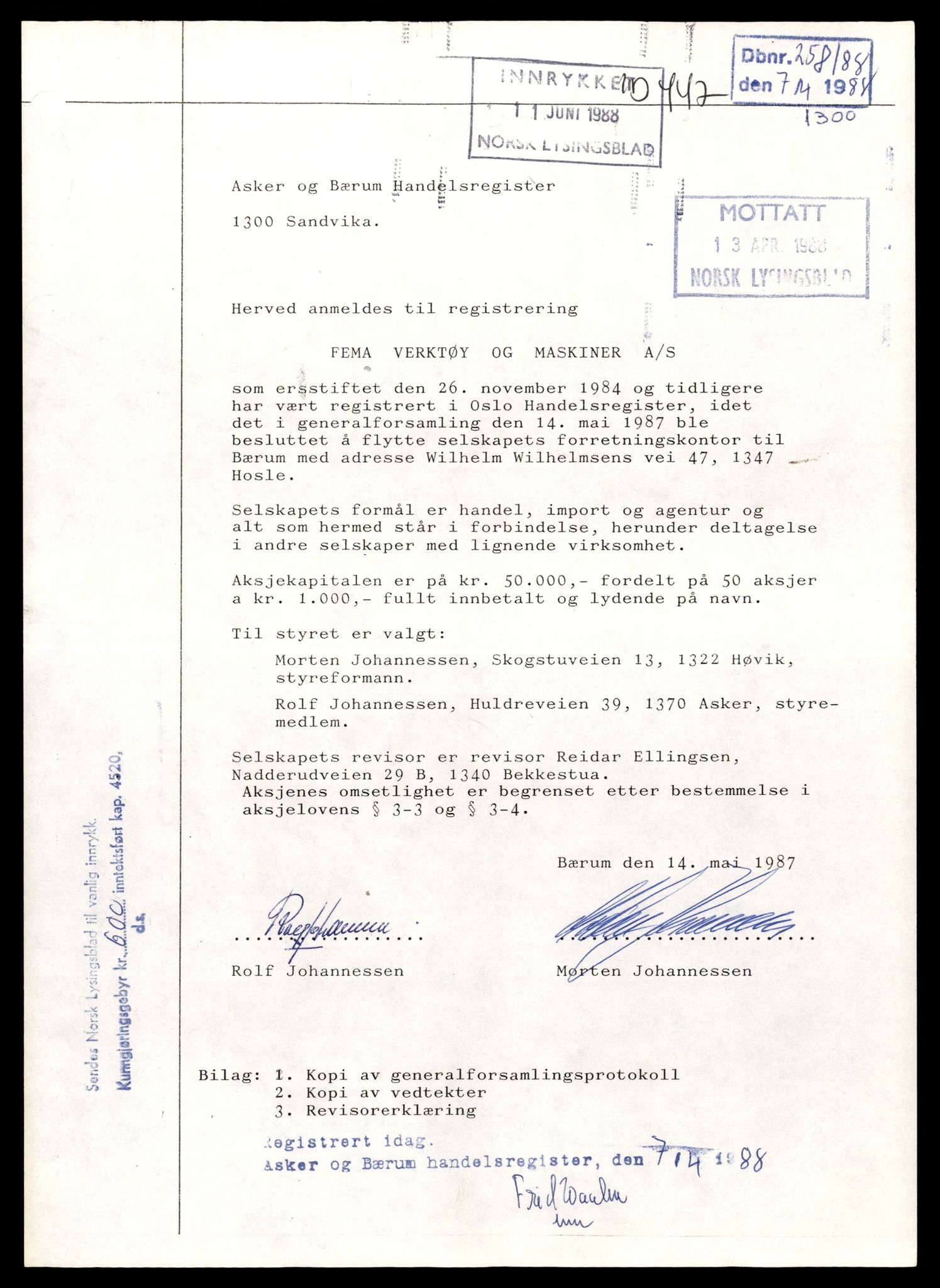 Asker og Bærum tingrett, AV/SAT-A-10379/K/Kb/Kbb/L0017: Aksjeselskap i Asker, Fe - Gad, 1966-1992, p. 1