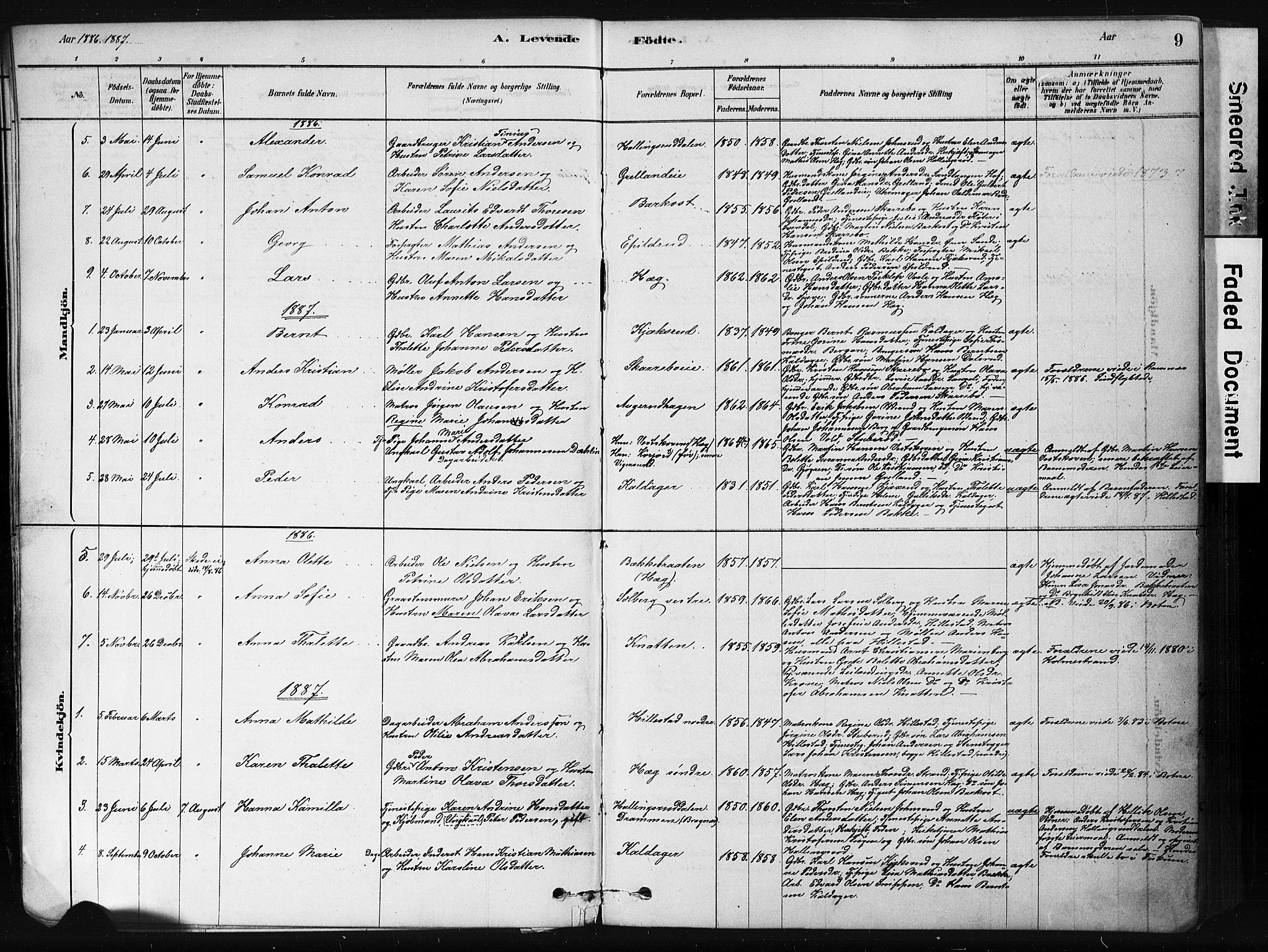 Botne kirkebøker, SAKO/A-340/F/Fb/L0001: Parish register (official) no. II 1, 1878-1902, p. 9