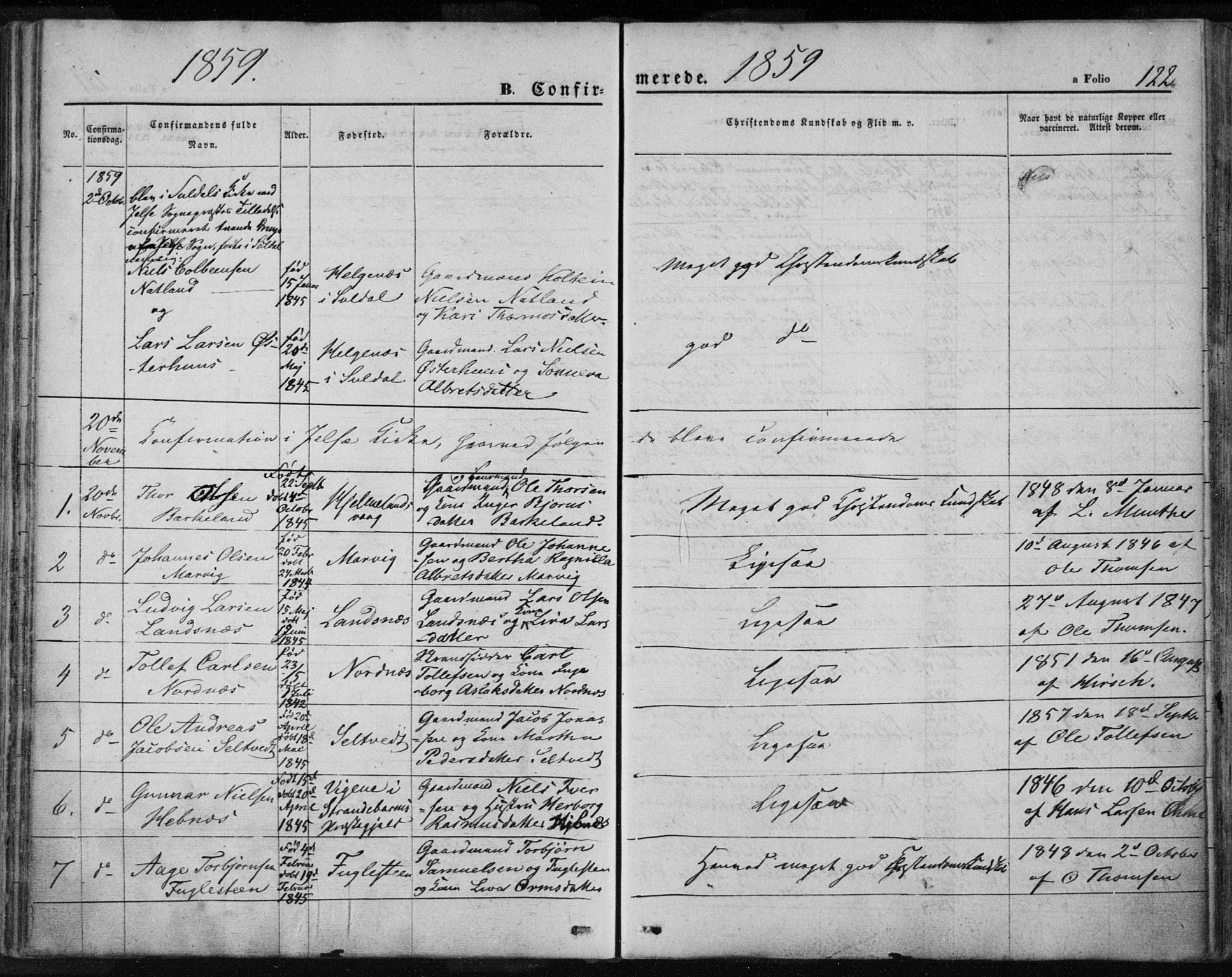 Jelsa sokneprestkontor, SAST/A-101842/01/IV: Parish register (official) no. A 7, 1854-1866, p. 122