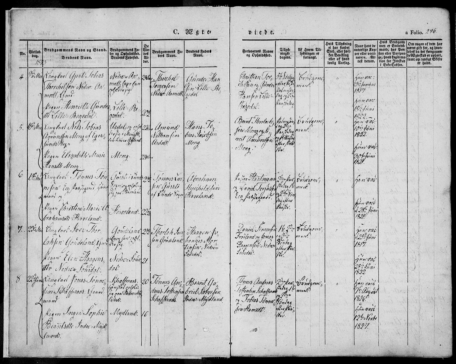 Sokndal sokneprestkontor, AV/SAST-A-101808: Parish register (official) no. A 8.2, 1842-1857, p. 246