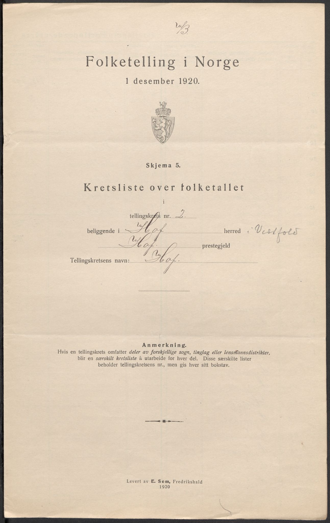 SAKO, 1920 census for Hof, 1920, p. 12