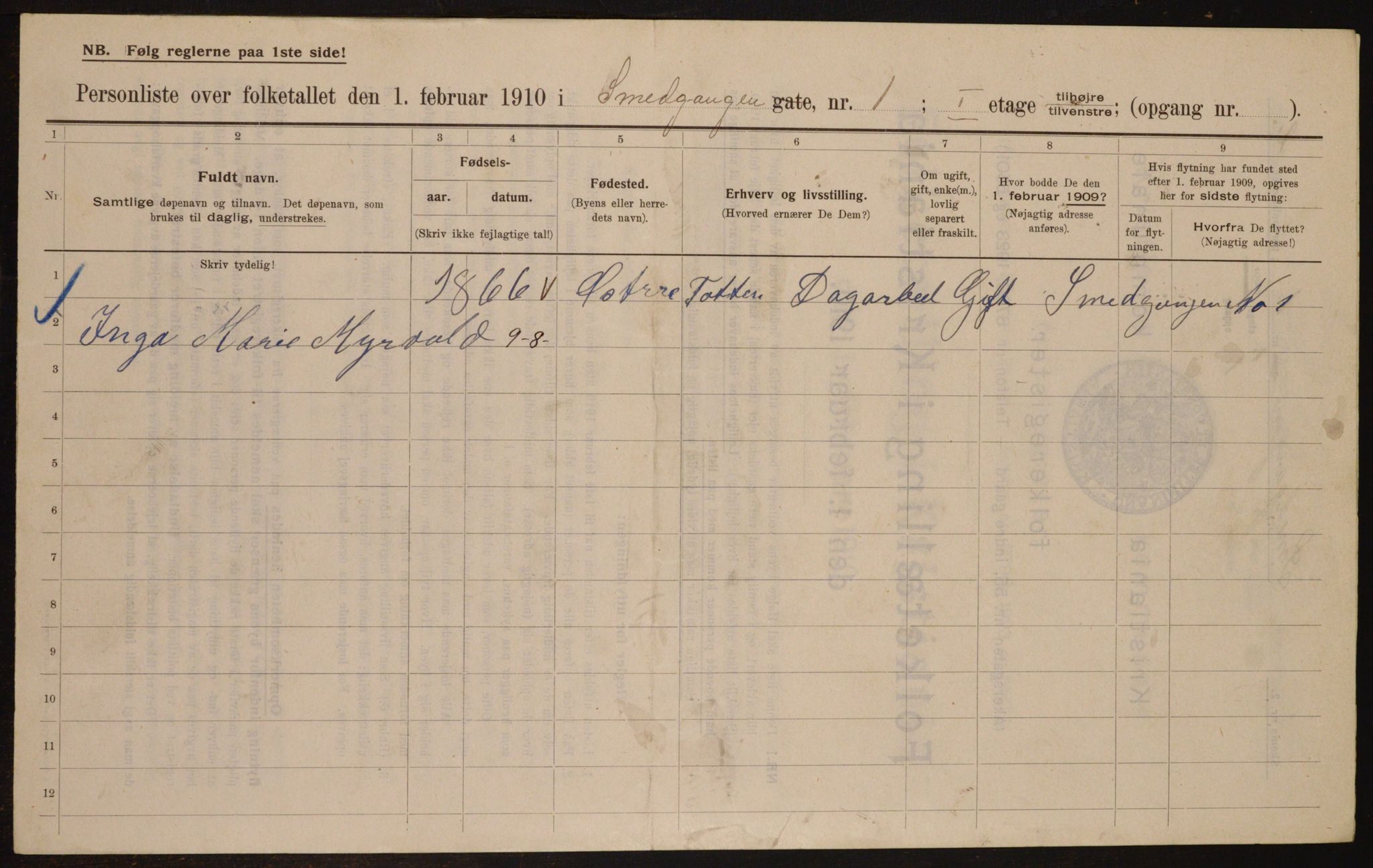 OBA, Municipal Census 1910 for Kristiania, 1910, p. 92597