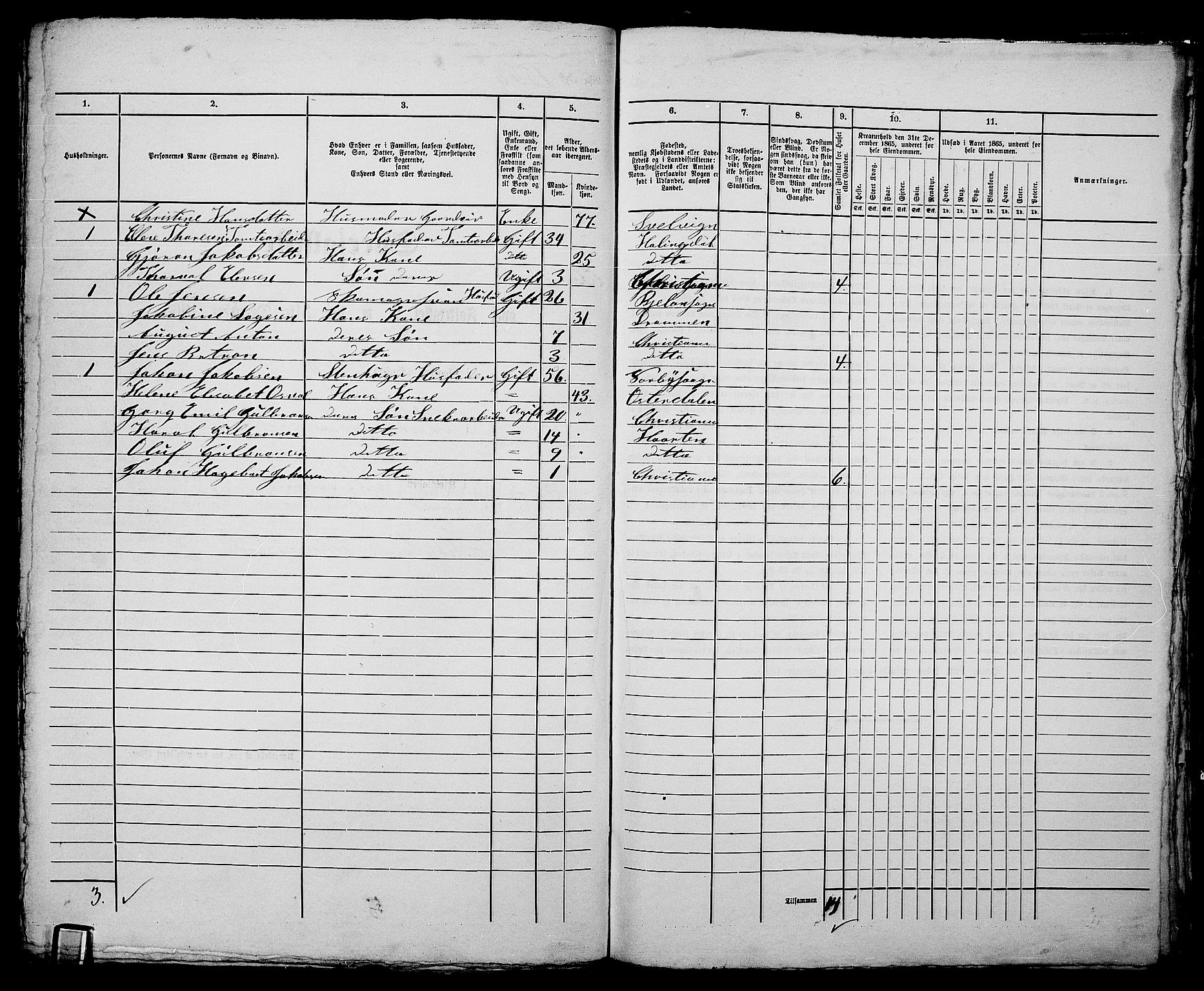 RA, 1865 census for Kristiania, 1865, p. 3551