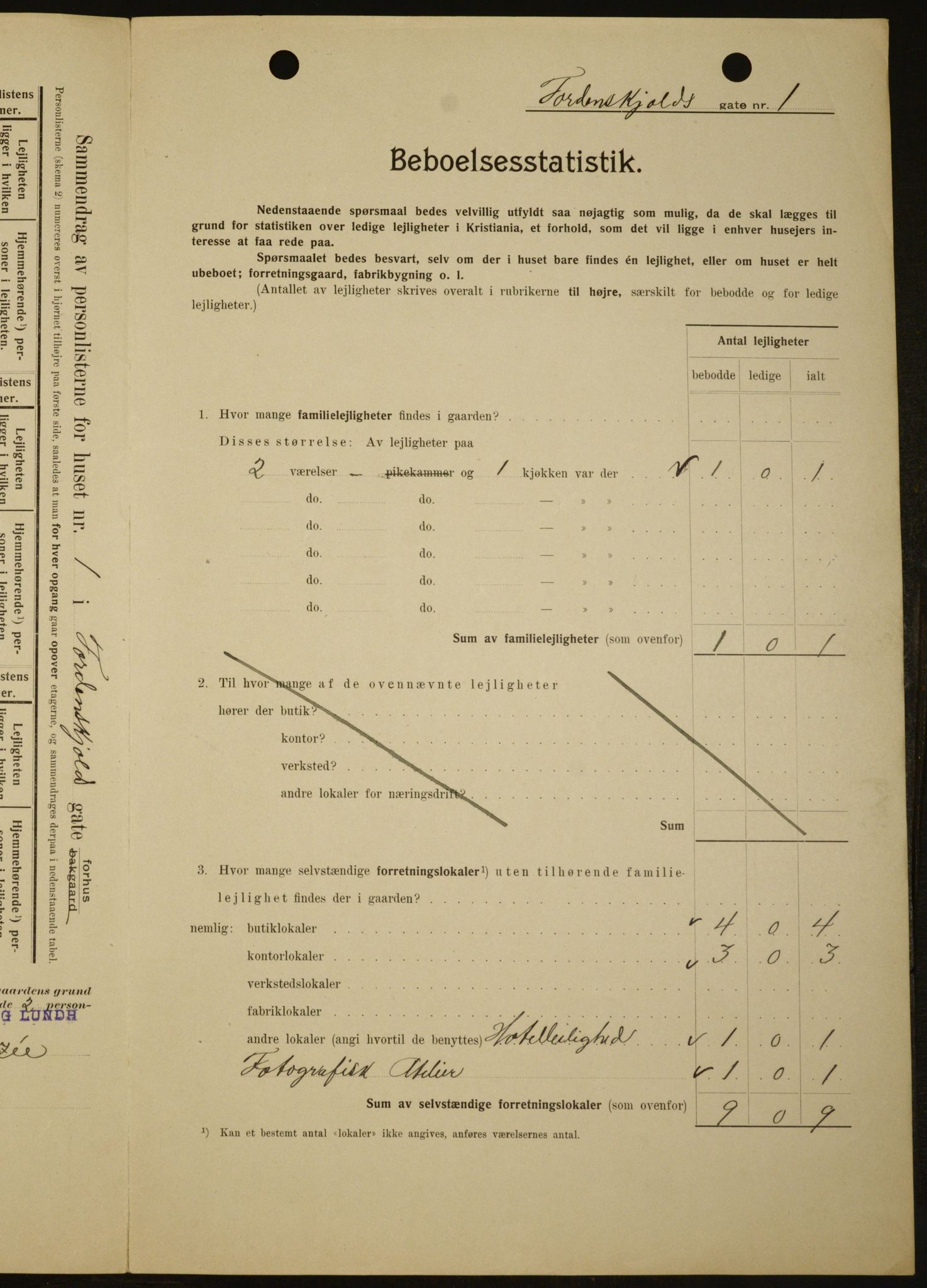 OBA, Municipal Census 1909 for Kristiania, 1909, p. 103114