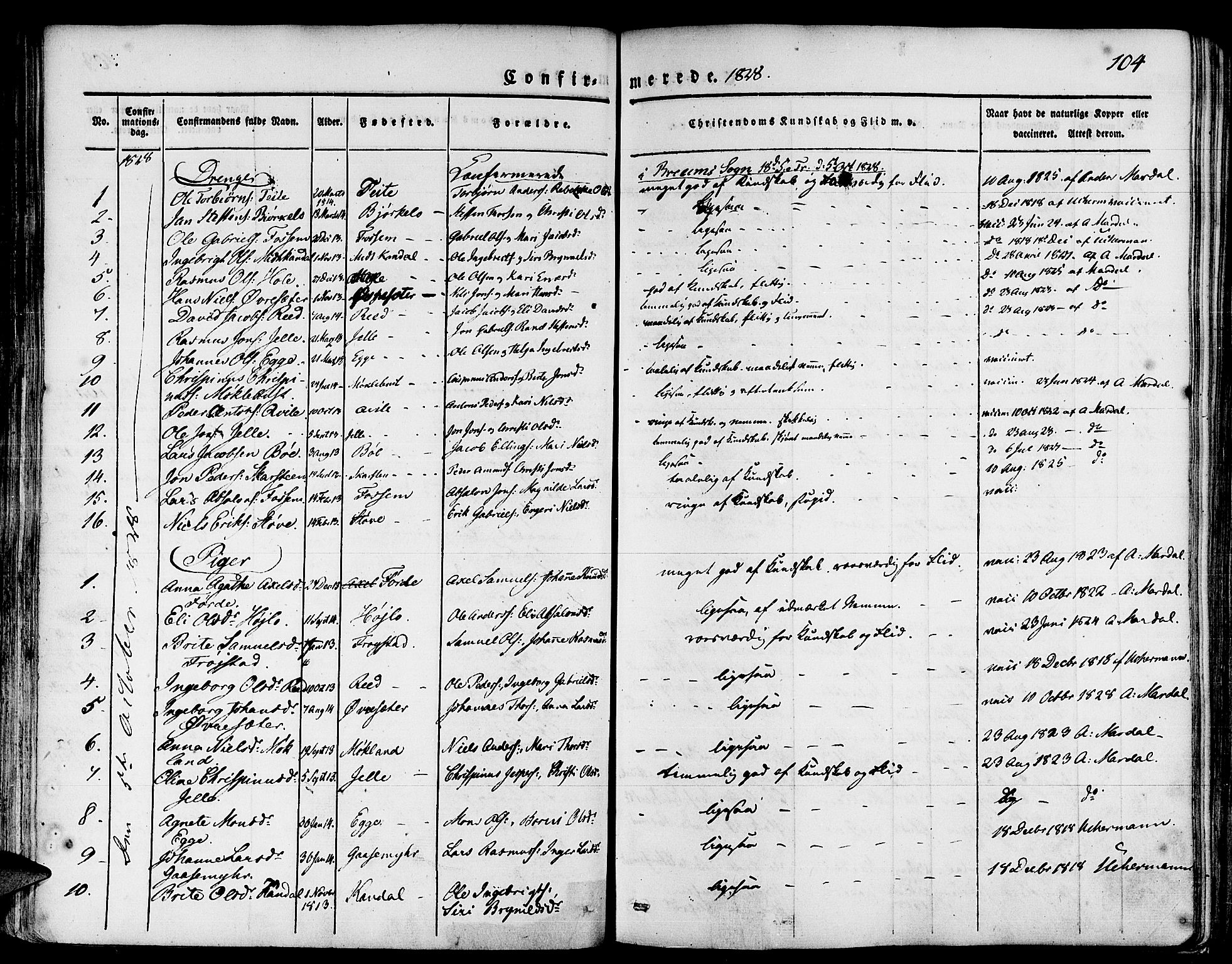 Gloppen sokneprestembete, SAB/A-80101/H/Haa/Haaa/L0007: Parish register (official) no. A 7, 1827-1837, p. 104