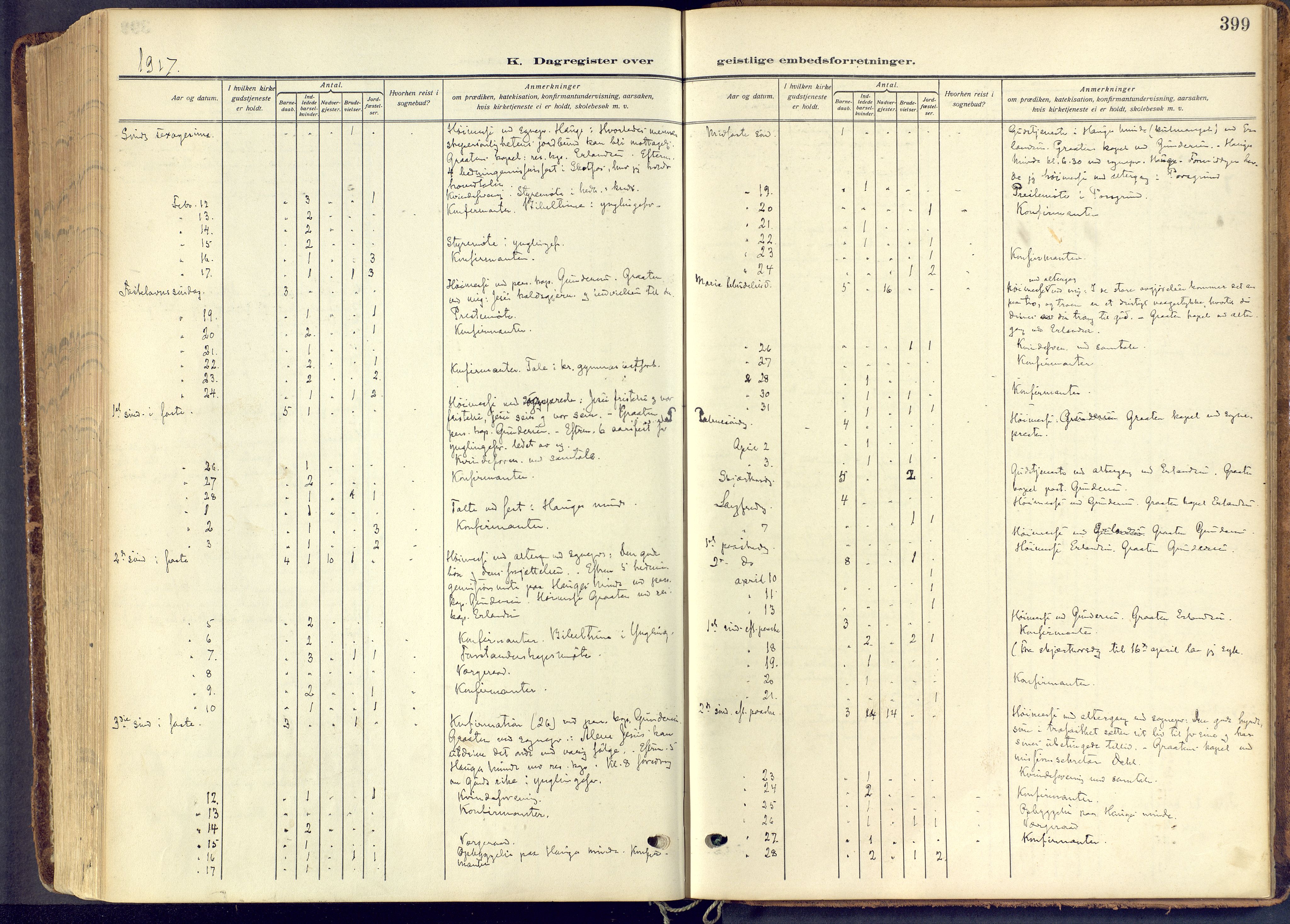 Skien kirkebøker, AV/SAKO-A-302/F/Fa/L0013: Parish register (official) no. 13, 1915-1921, p. 399