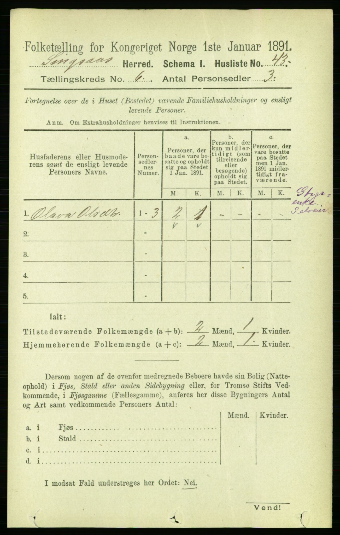 RA, 1891 census for 1646 Singsås, 1891, p. 1215