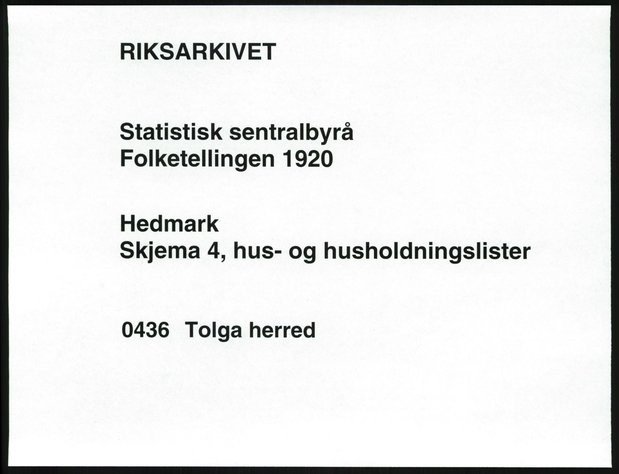 SAH, 1920 census for Tolga, 1920, p. 63