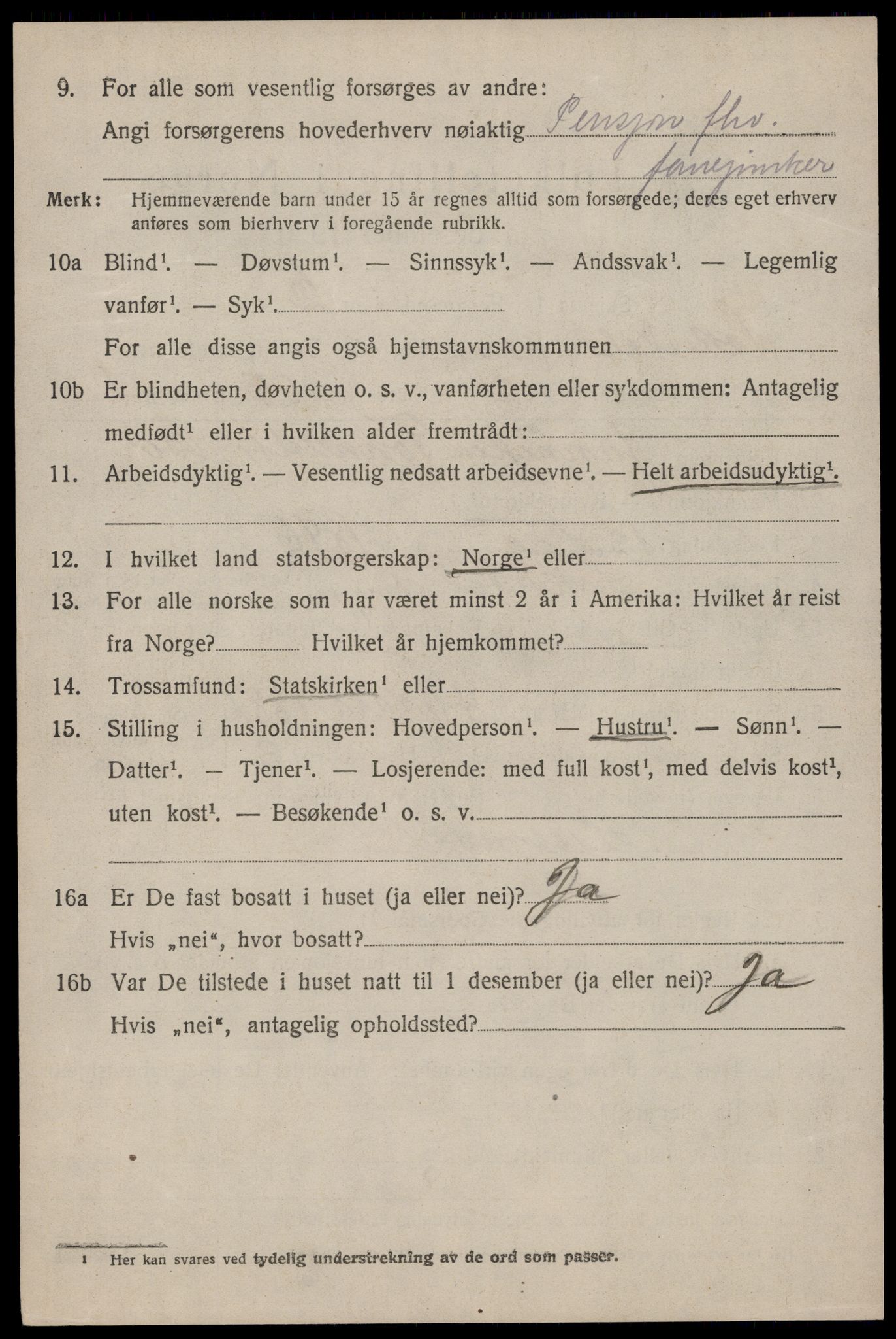 SAST, 1920 census for Sokndal, 1920, p. 4216