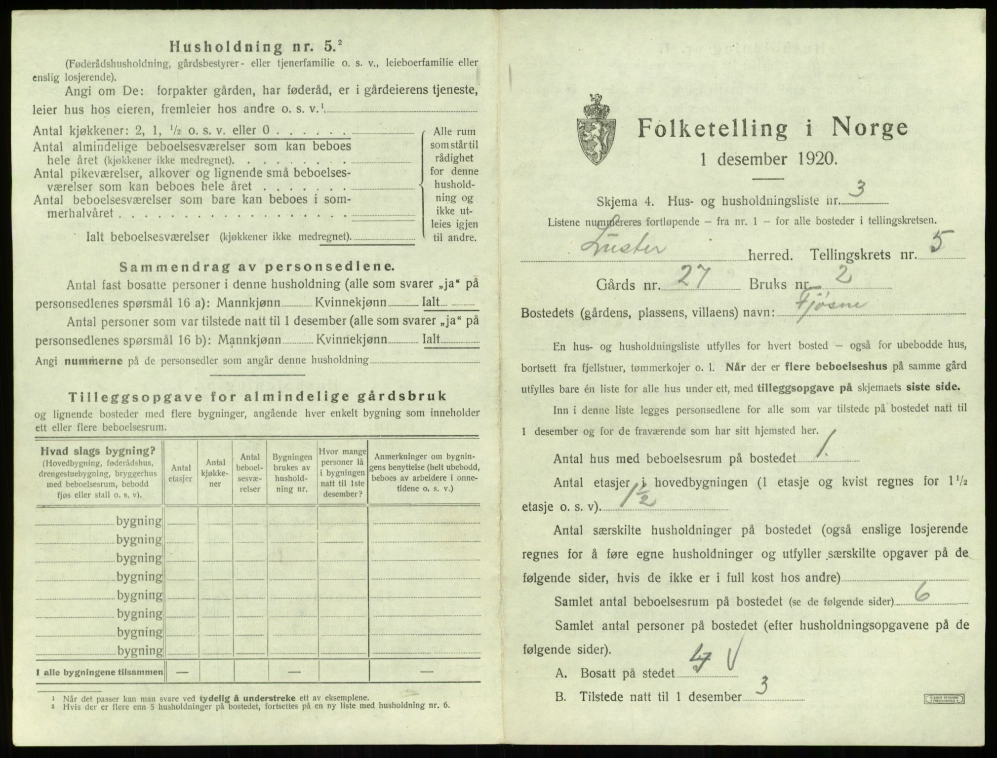 SAB, 1920 census for Luster, 1920, p. 460