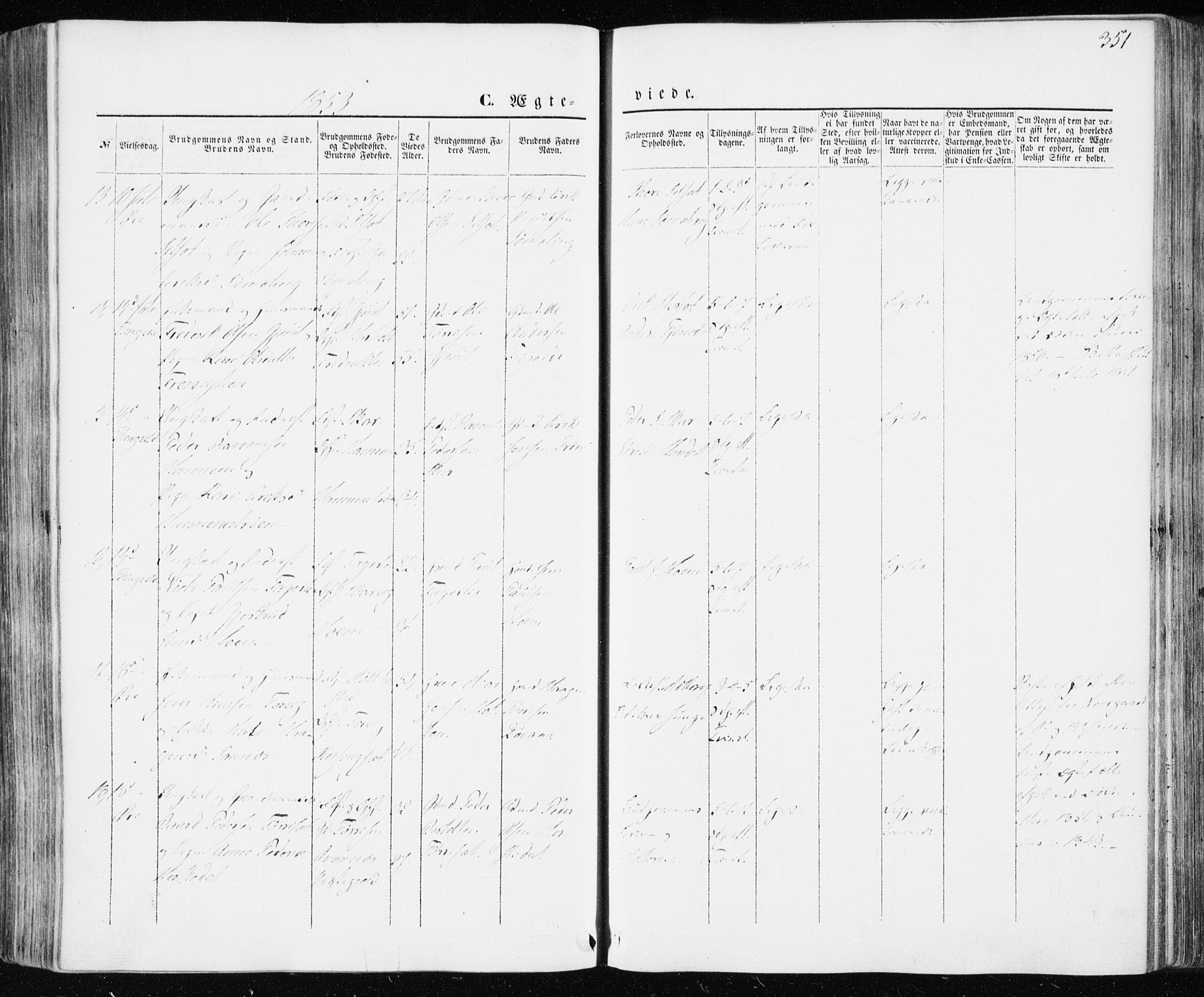 Ministerialprotokoller, klokkerbøker og fødselsregistre - Møre og Romsdal, AV/SAT-A-1454/586/L0984: Parish register (official) no. 586A10, 1844-1856, p. 351