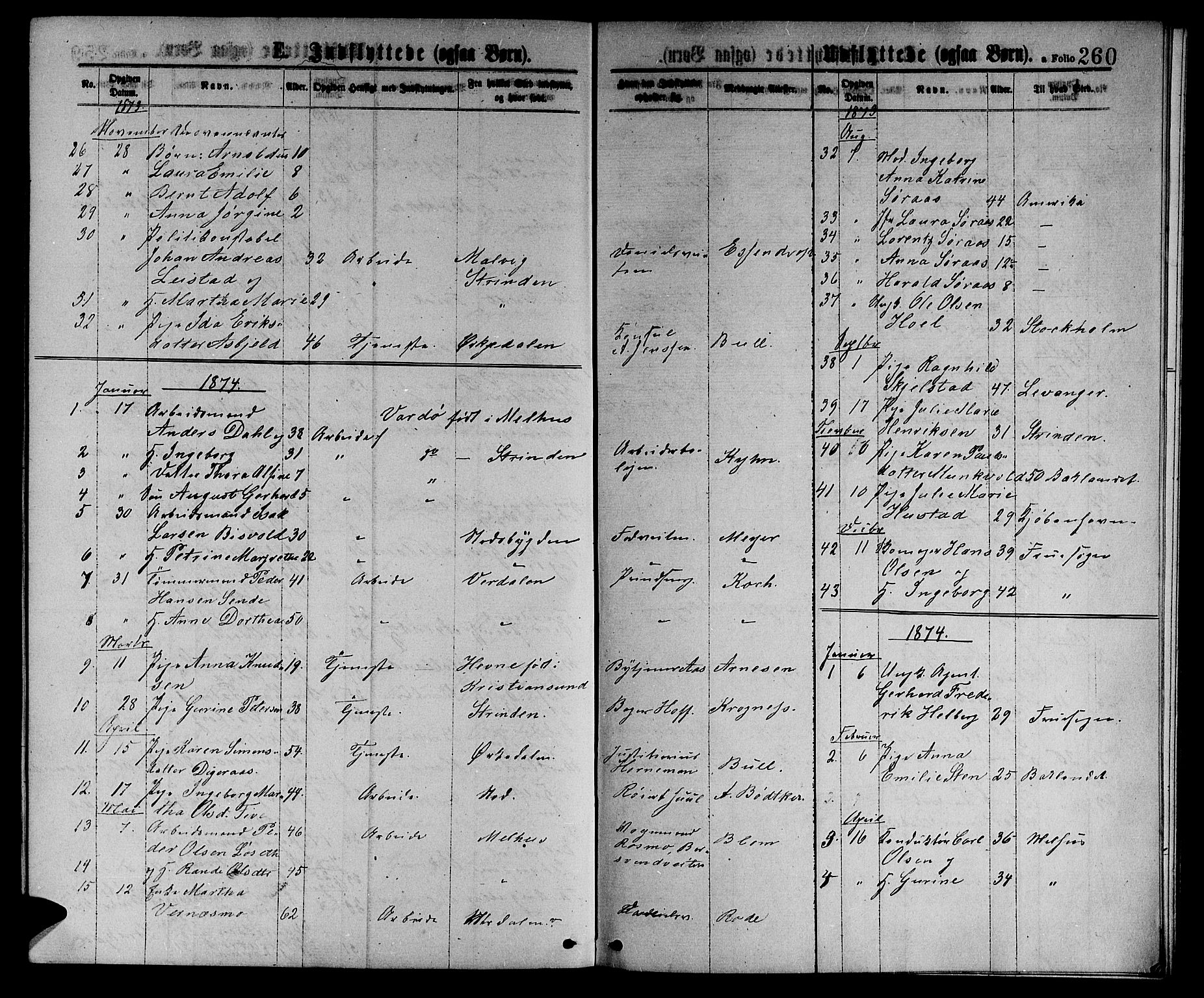 Ministerialprotokoller, klokkerbøker og fødselsregistre - Sør-Trøndelag, AV/SAT-A-1456/601/L0088: Parish register (copy) no. 601C06, 1870-1878, p. 260