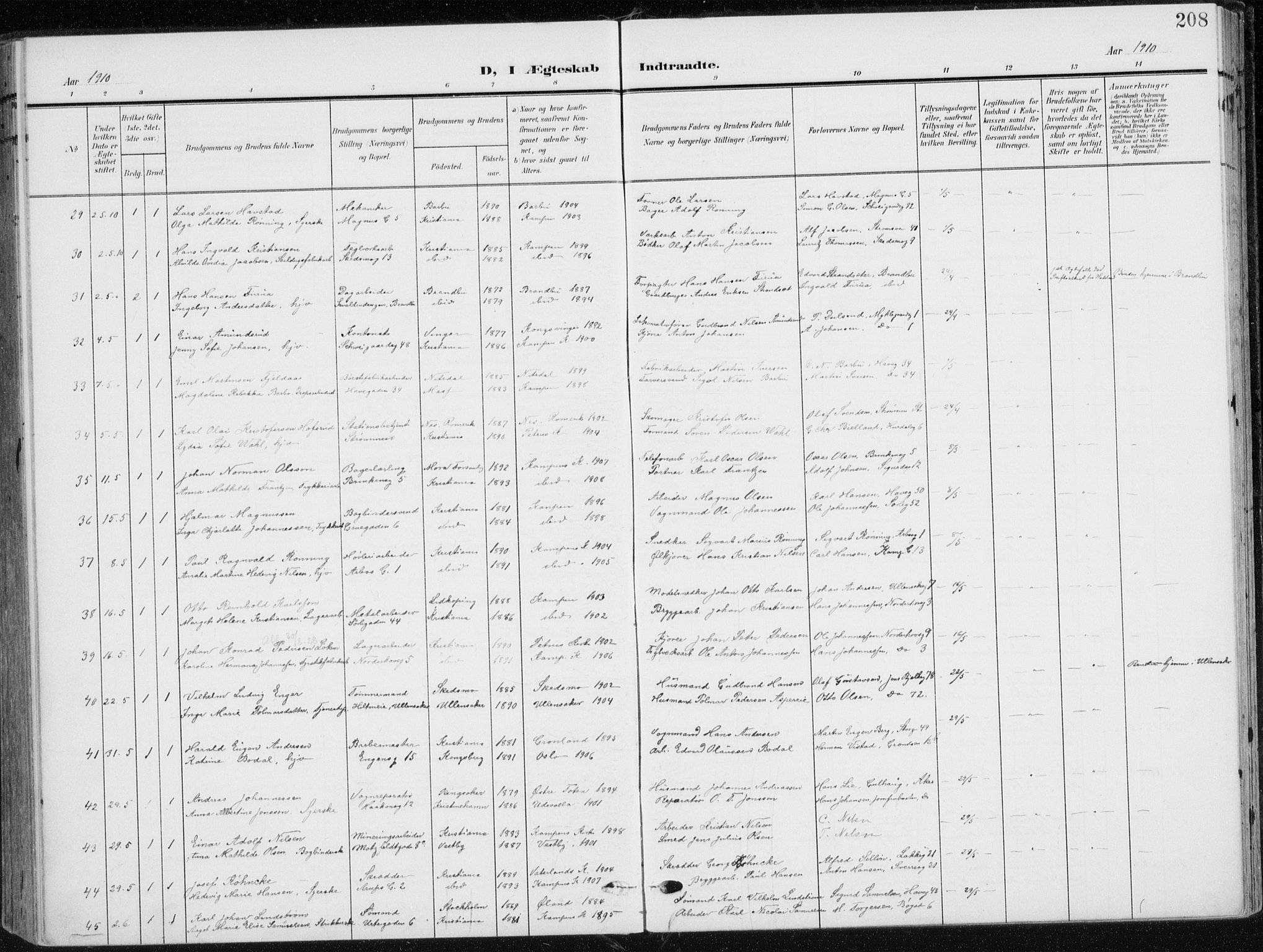 Kampen prestekontor Kirkebøker, AV/SAO-A-10853/F/Fa/L0011: Parish register (official) no. I 11, 1907-1917, p. 208