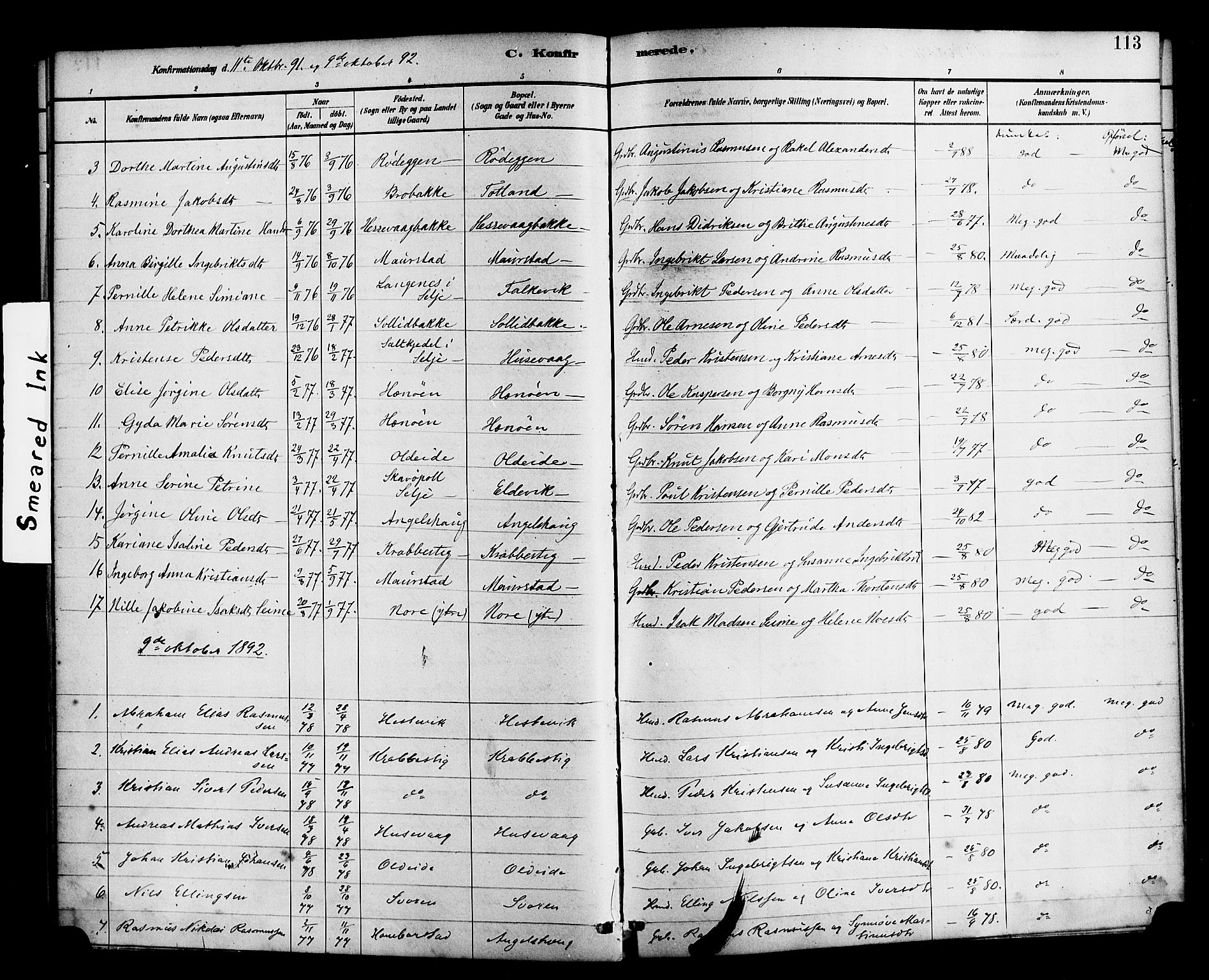Davik sokneprestembete, SAB/A-79701/H/Haa/Haad/L0001: Parish register (official) no. D 1, 1882-1900, p. 113