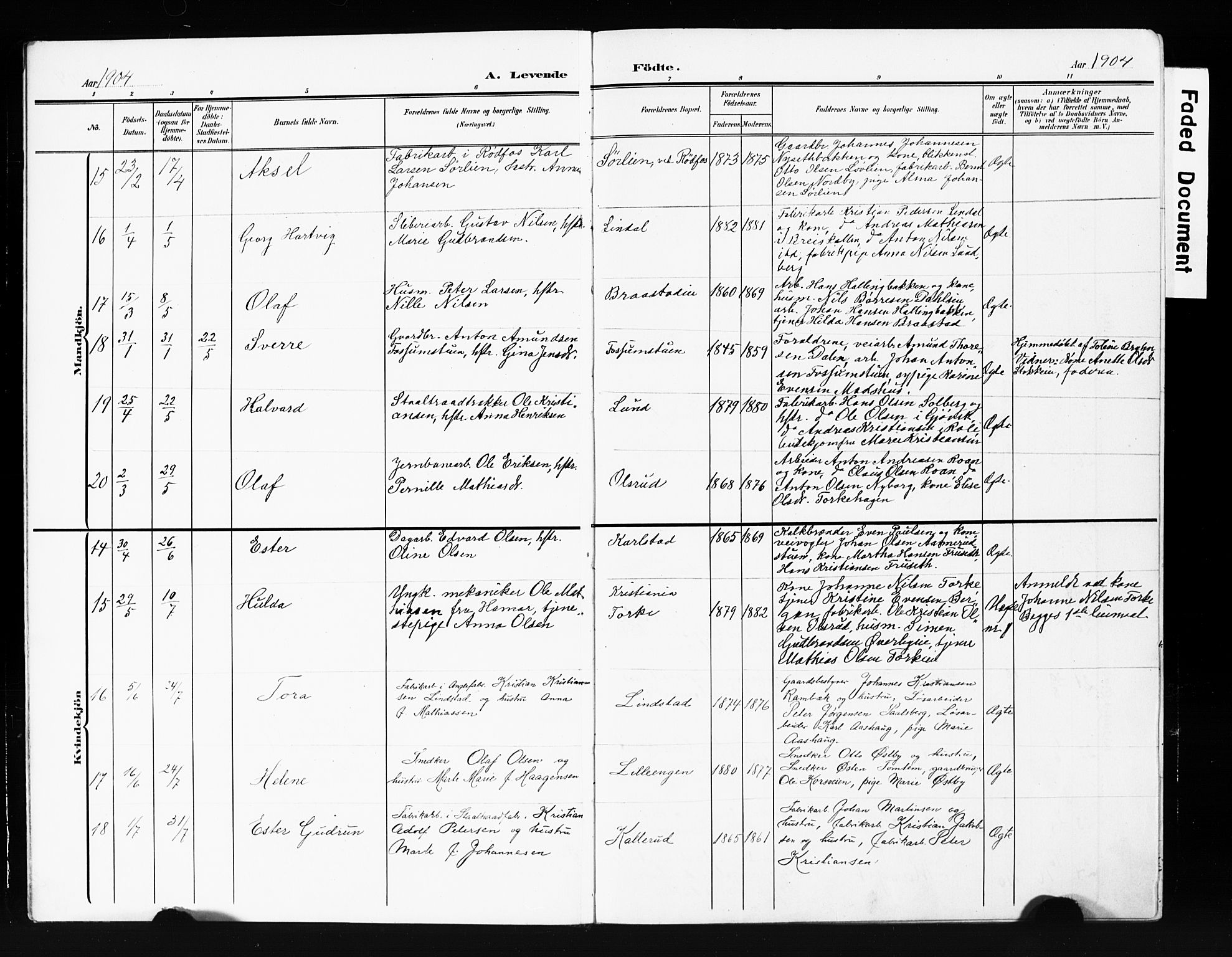 Vardal prestekontor, AV/SAH-PREST-100/H/Ha/Hab/L0013: Parish register (copy) no. 13, 1904-1915