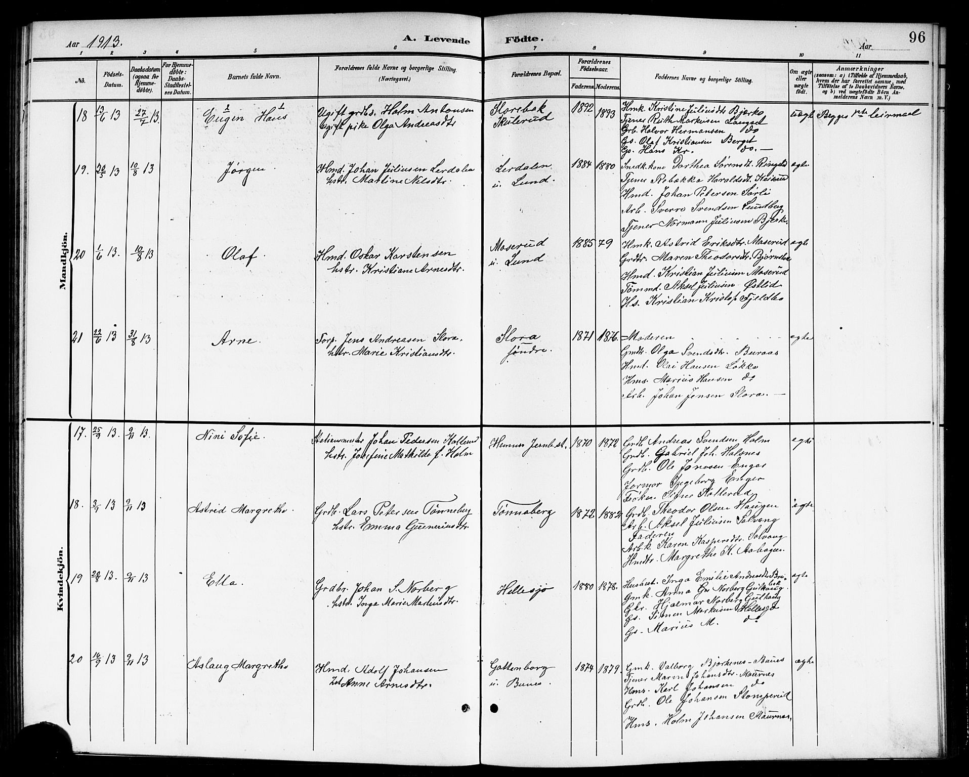 Høland prestekontor Kirkebøker, AV/SAO-A-10346a/G/Gb/L0001: Parish register (copy) no. II 1, 1902-1919, p. 96