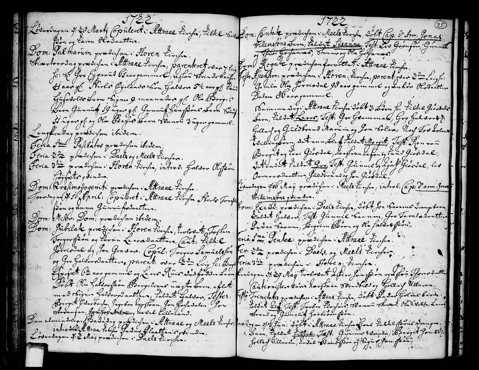 Tinn kirkebøker, AV/SAKO-A-308/F/Fa/L0001: Parish register (official) no. I 1, 1717-1734, p. 25