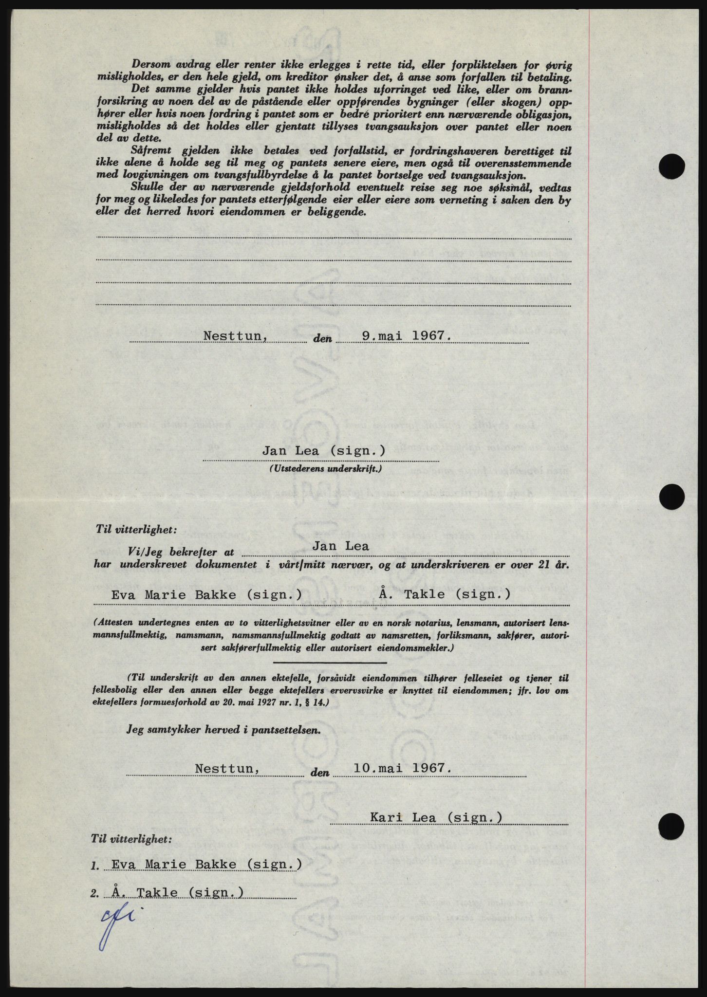 Haugesund tingrett, SAST/A-101415/01/II/IIC/L0056: Mortgage book no. B 56, 1966-1967, Diary no: : 1301/1967