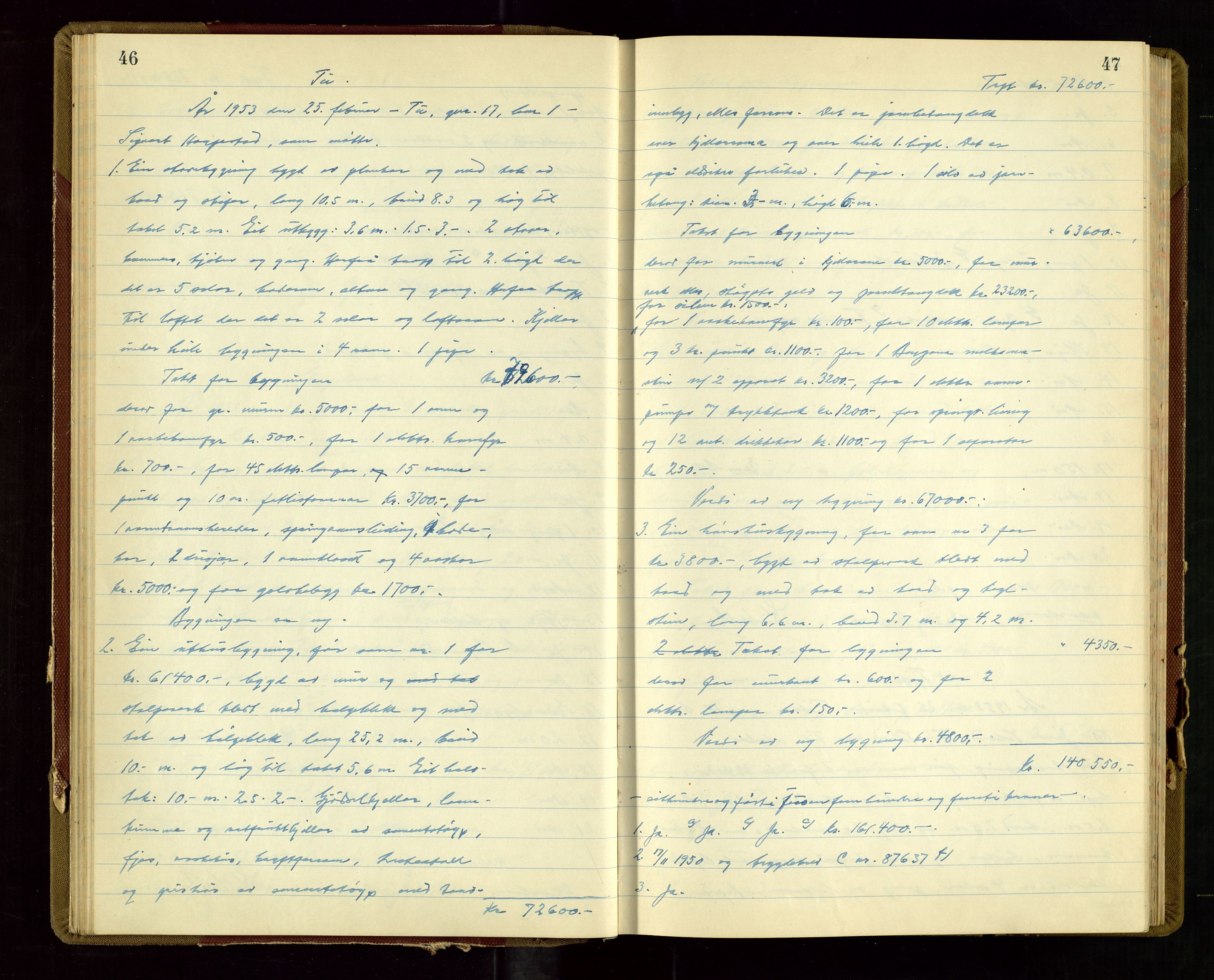 Klepp lensmannskontor, AV/SAST-A-100163/Gob/L0009: "Branntakstprotokoll", 1952-1955, p. 46-47