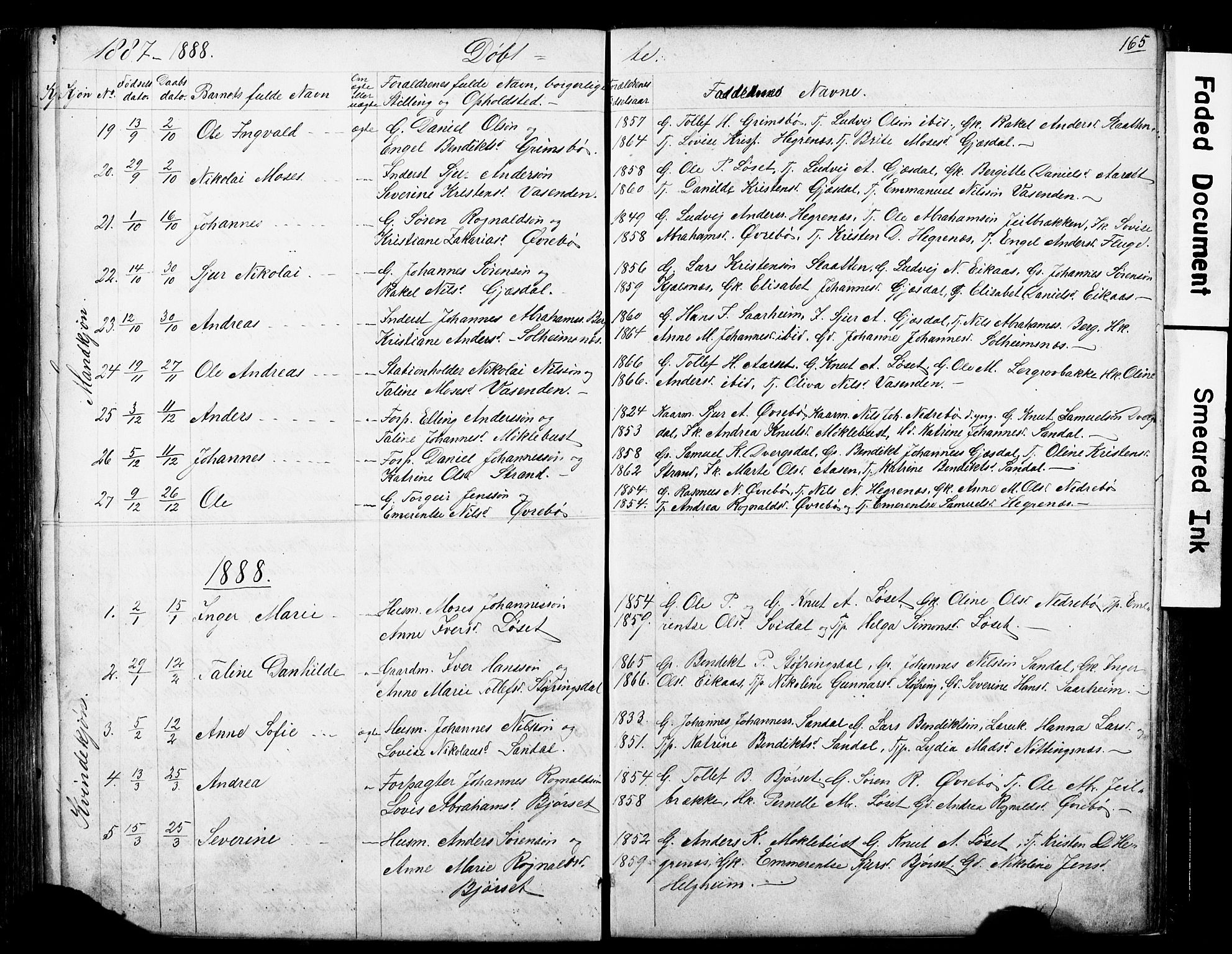 Jølster sokneprestembete, SAB/A-80701/H/Hab/Haba/L0001: Parish register (copy) no. A 1, 1853-1894, p. 165