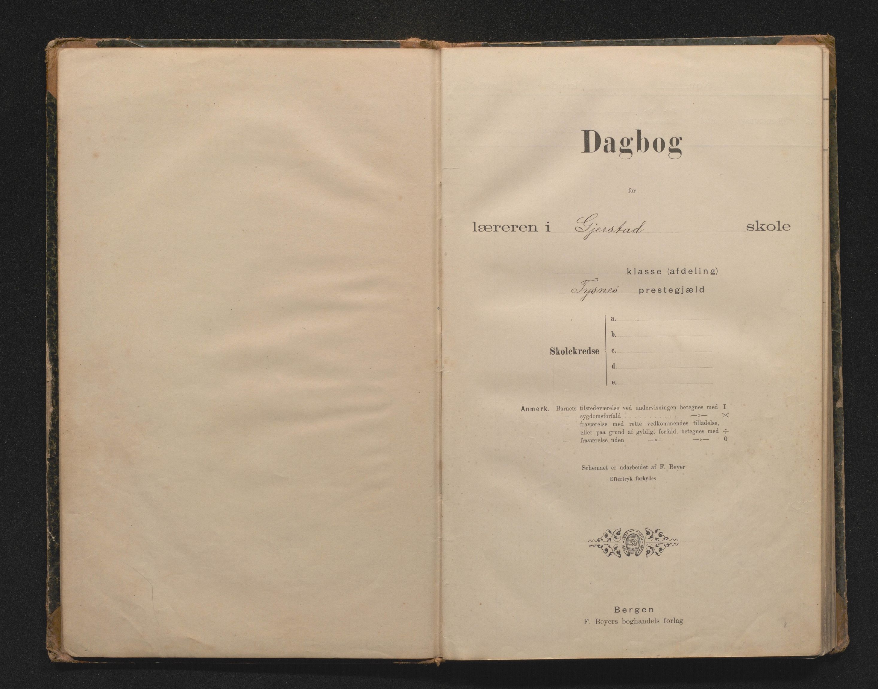 Tysnes kommune. Barneskulane, IKAH/1223-231/G/Ga/Gaa/L0003: Dagbok for Gjerstad og Grøteide skular, 1898-1917