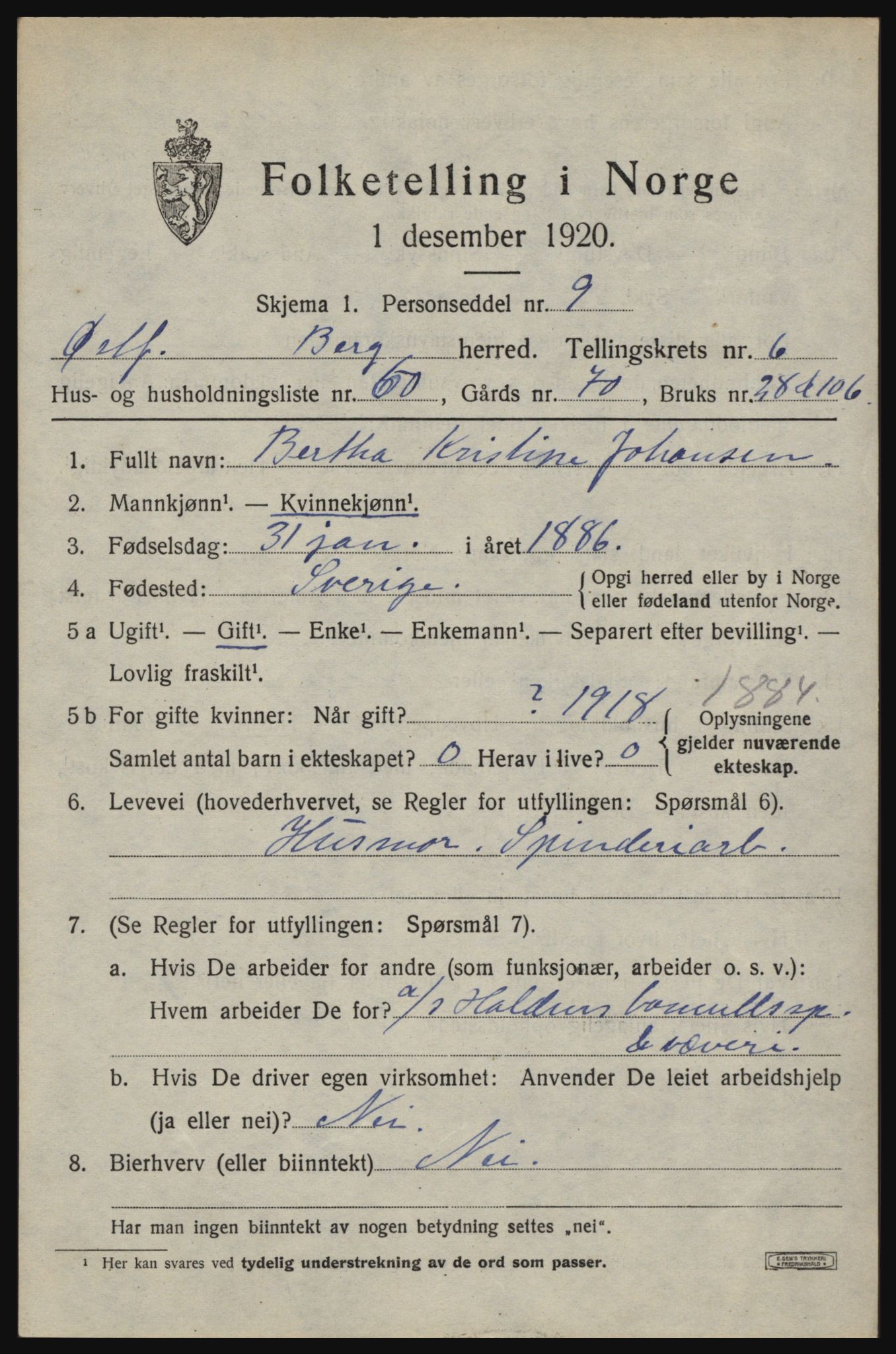 SAO, 1920 census for Berg, 1920, p. 11241