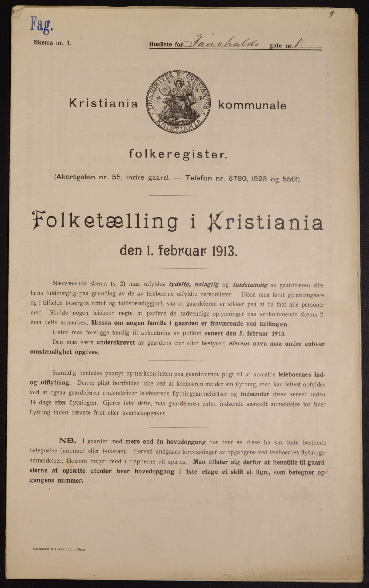 OBA, Municipal Census 1913 for Kristiania, 1913, p. 23805