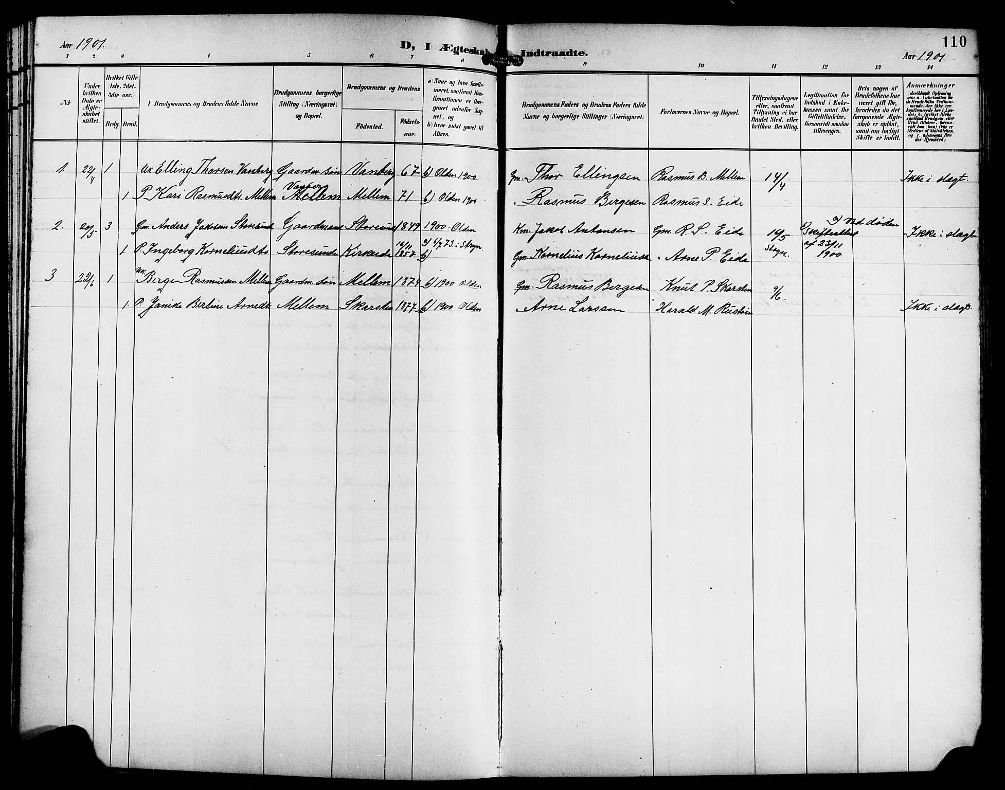 Innvik sokneprestembete, AV/SAB-A-80501: Parish register (copy) no. B 4, 1898-1916, p. 110