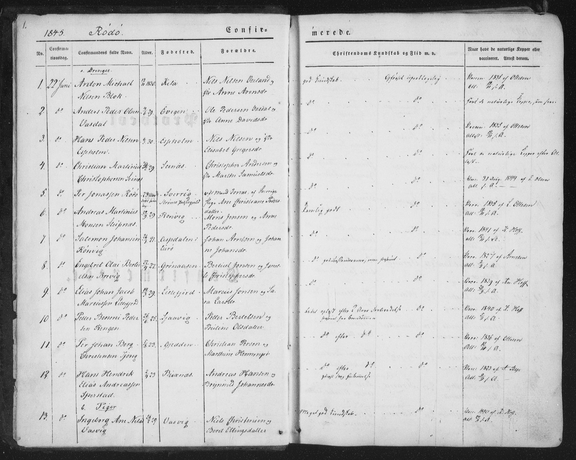 Ministerialprotokoller, klokkerbøker og fødselsregistre - Nordland, AV/SAT-A-1459/841/L0604: Parish register (official) no. 841A09 /1, 1845-1862, p. 1