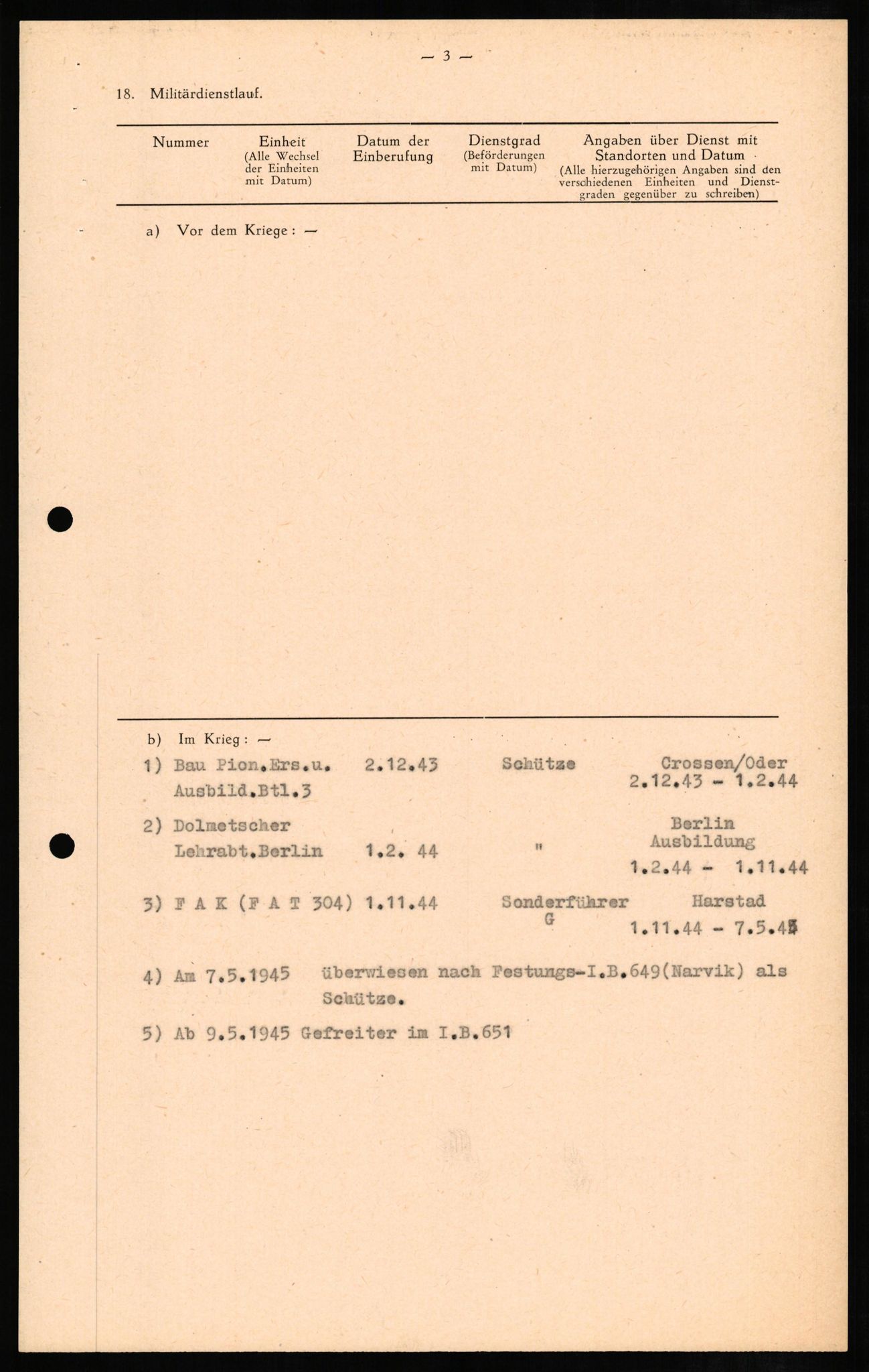 Forsvaret, Forsvarets overkommando II, AV/RA-RAFA-3915/D/Db/L0008: CI Questionaires. Tyske okkupasjonsstyrker i Norge. Tyskere., 1945-1946, p. 21