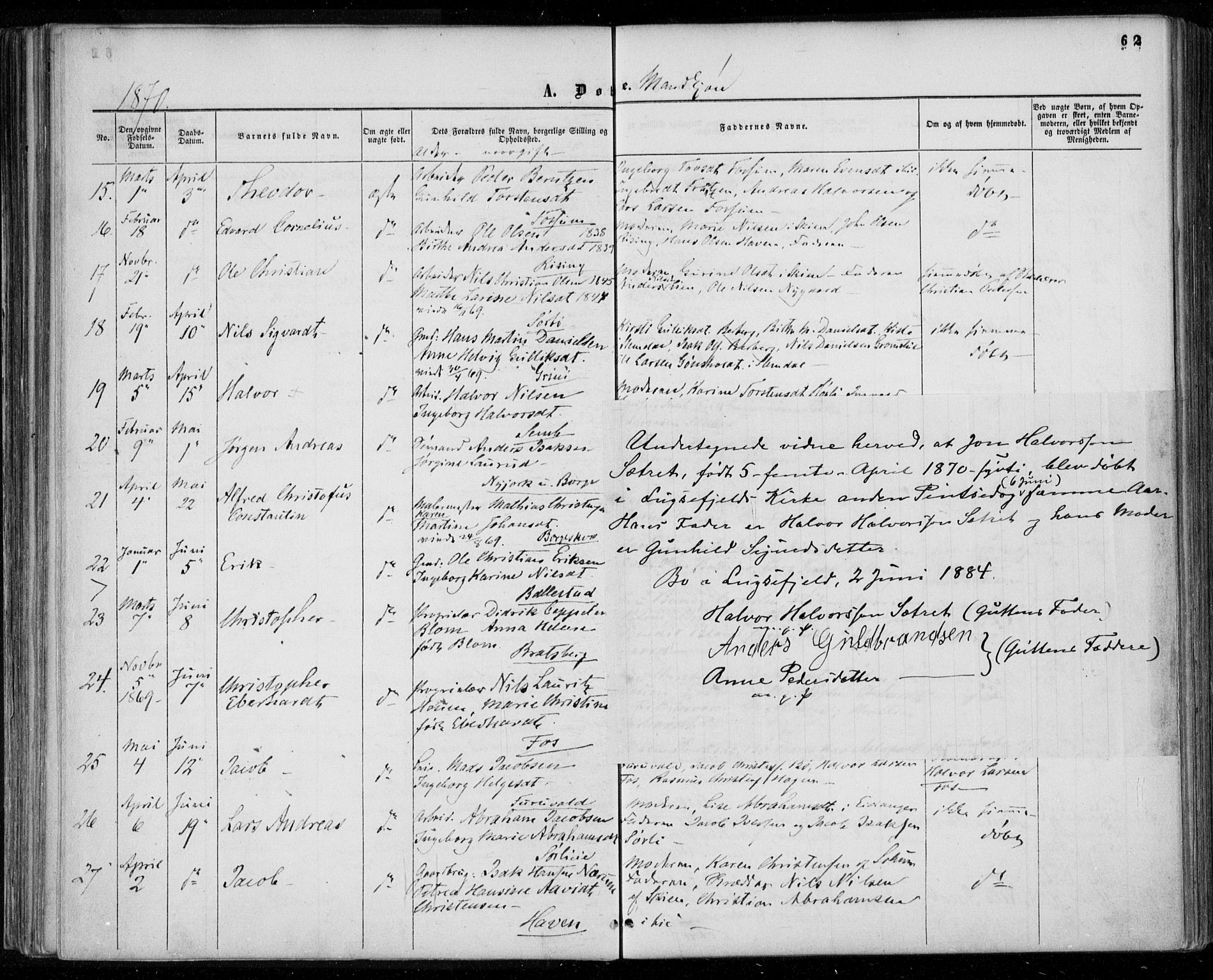 Gjerpen kirkebøker, AV/SAKO-A-265/F/Fa/L0008a: Parish register (official) no. I 8A, 1857-1871, p. 62