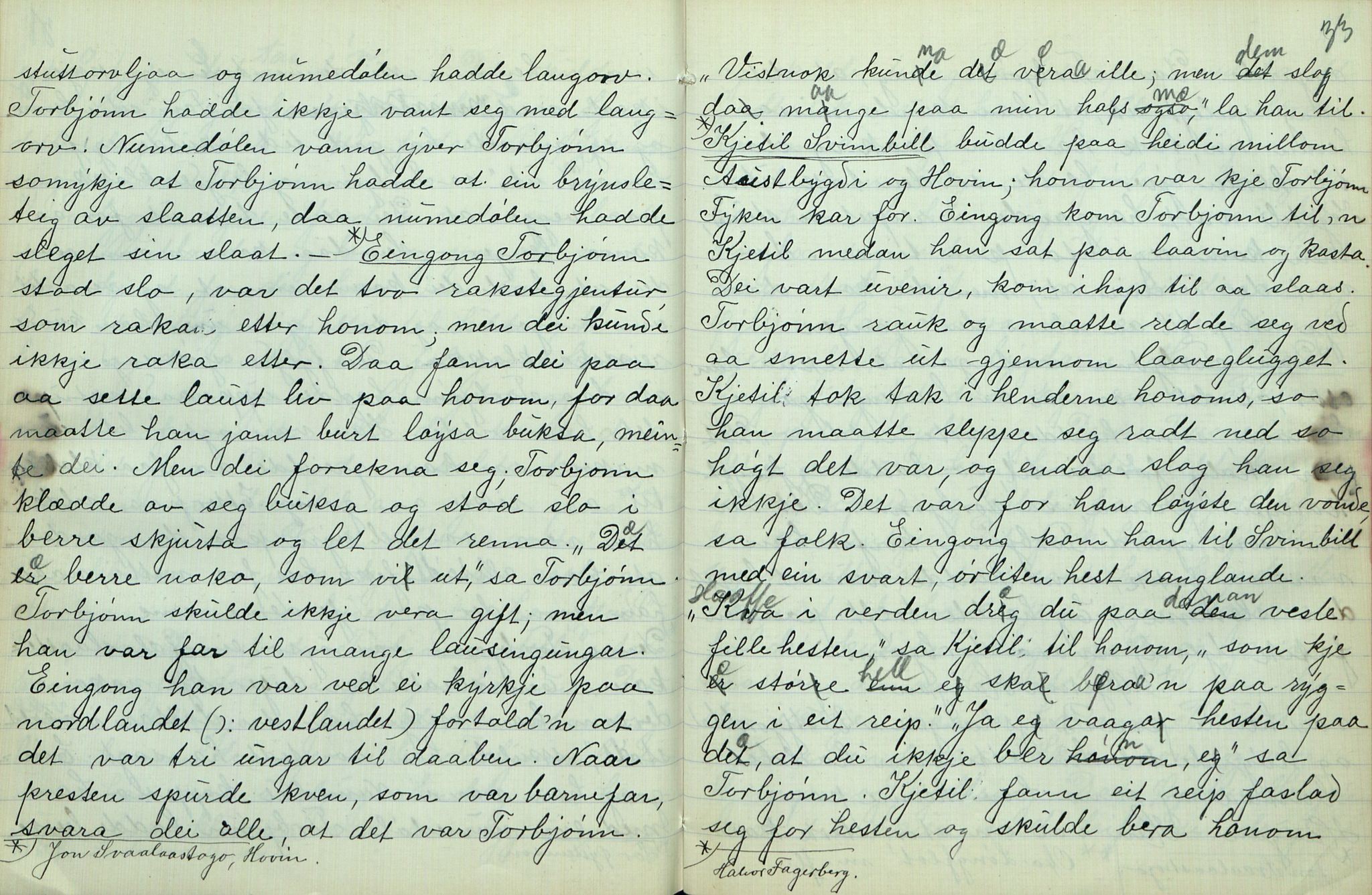 Rikard Berge, TEMU/TGM-A-1003/F/L0007/0004: 251-299 / 254 Gamalt fraa Tinn I, 1912-1913, p. 32-33