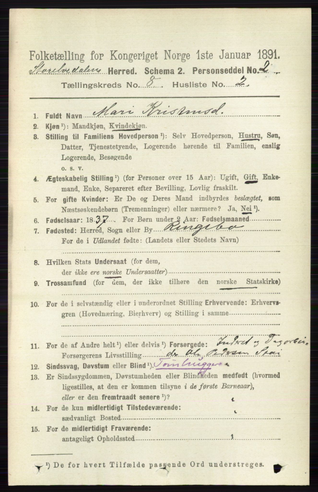 RA, 1891 census for 0430 Stor-Elvdal, 1891, p. 3459