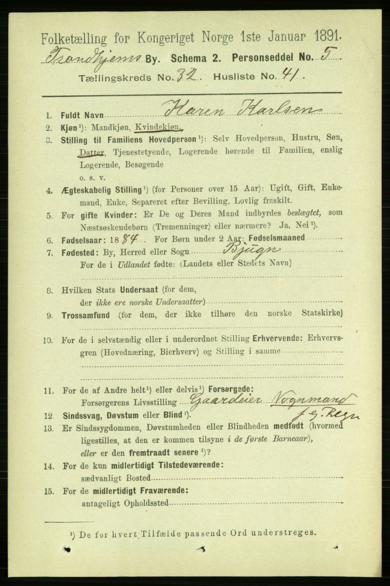 RA, 1891 census for 1601 Trondheim, 1891, p. 24511