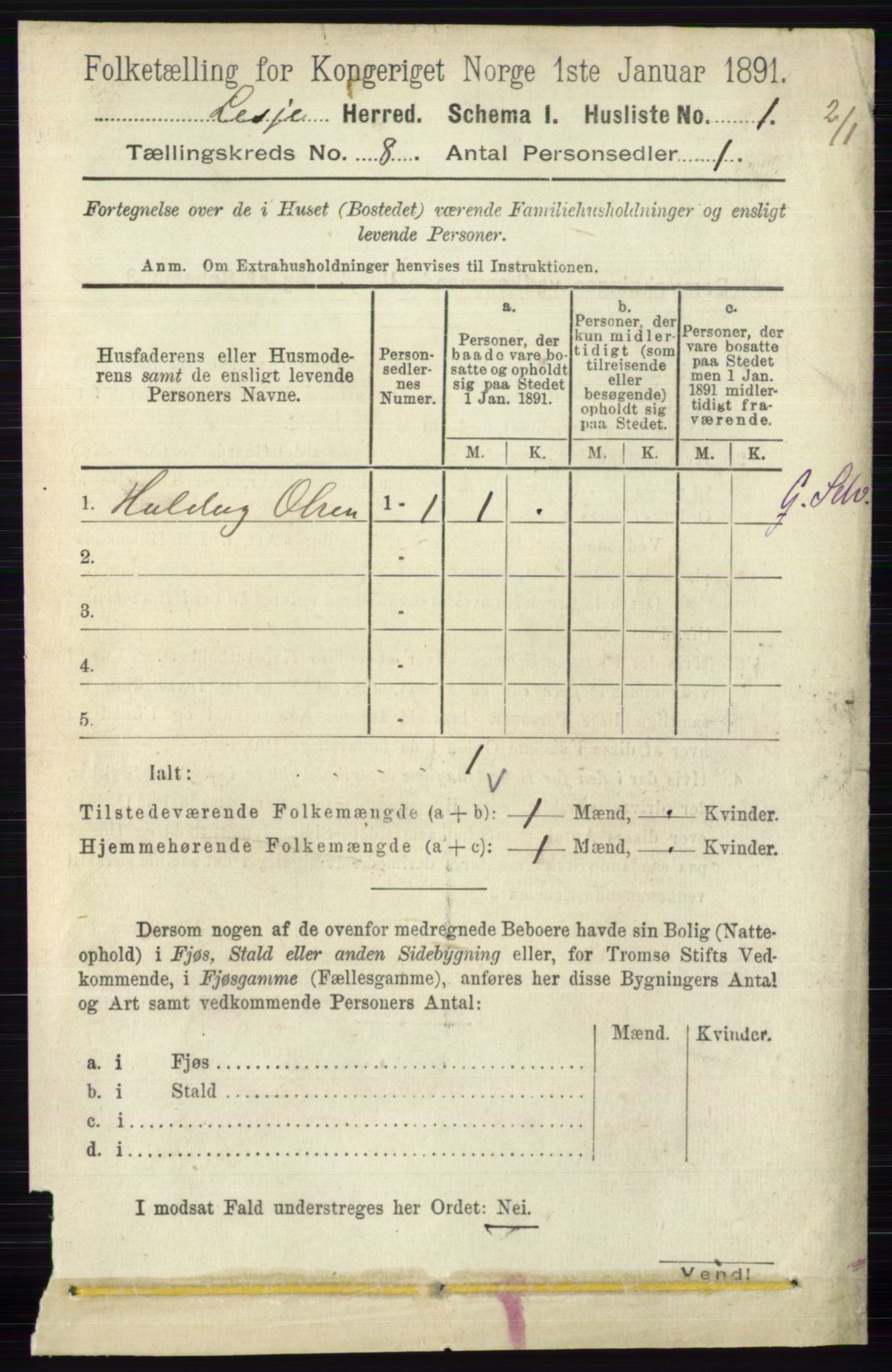 RA, 1891 census for 0512 Lesja, 1891, p. 2906