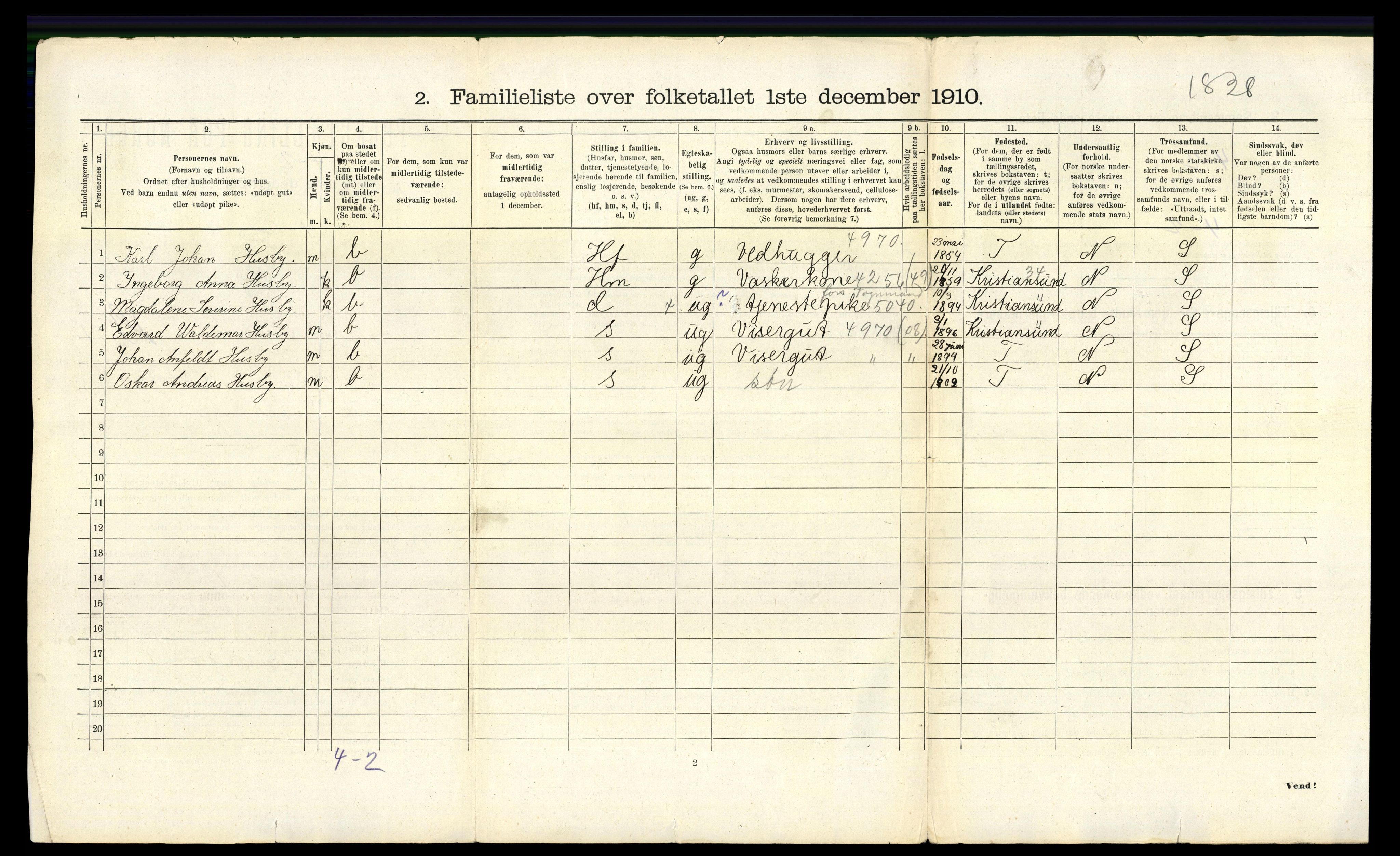 RA, 1910 census for Trondheim, 1910, p. 24158