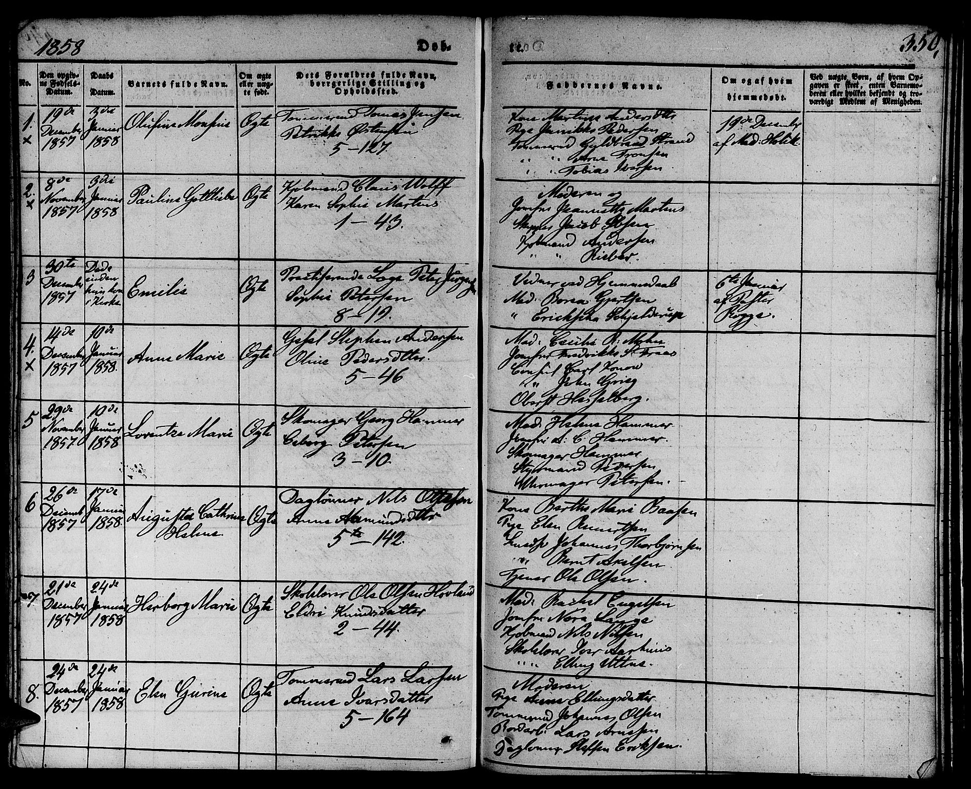 Nykirken Sokneprestembete, SAB/A-77101/H/Hab: Parish register (copy) no. B 1, 1842-1858, p. 350