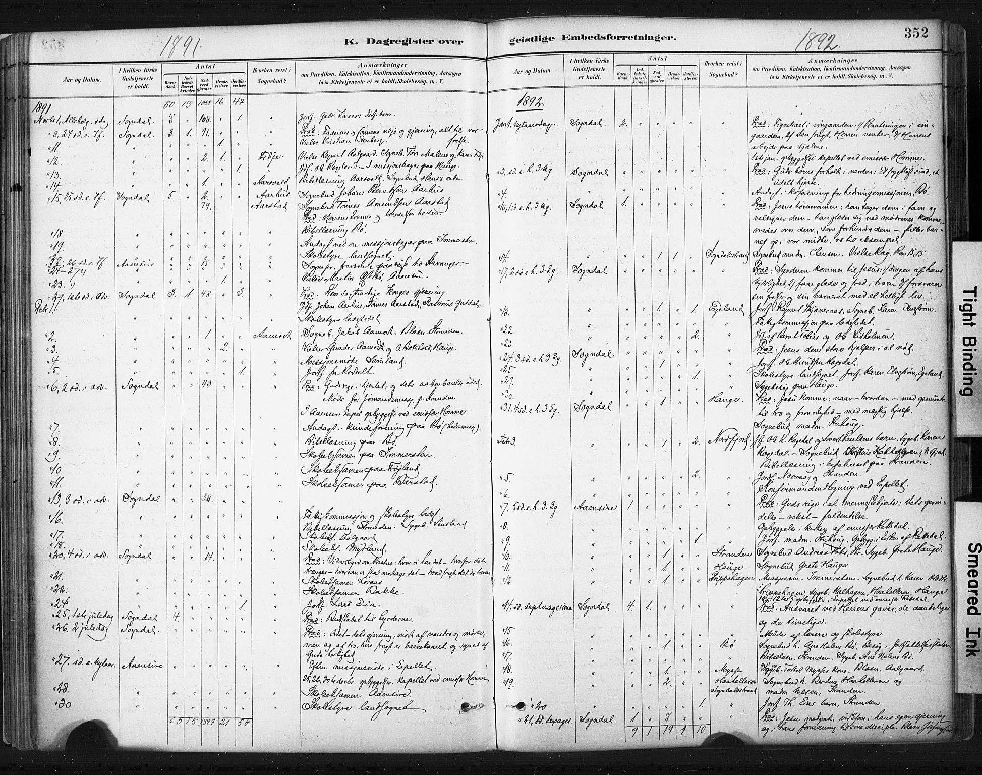 Sokndal sokneprestkontor, AV/SAST-A-101808: Parish register (official) no. A 11.2, 1887-1905, p. 352