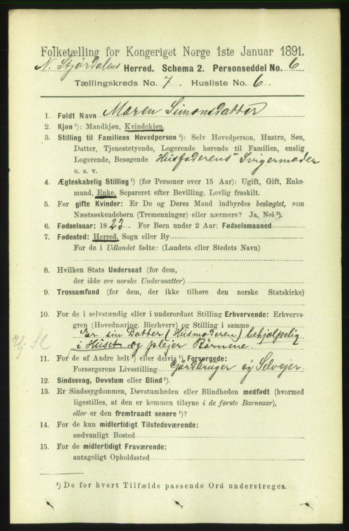 RA, 1891 census for 1714 Nedre Stjørdal, 1891, p. 3111