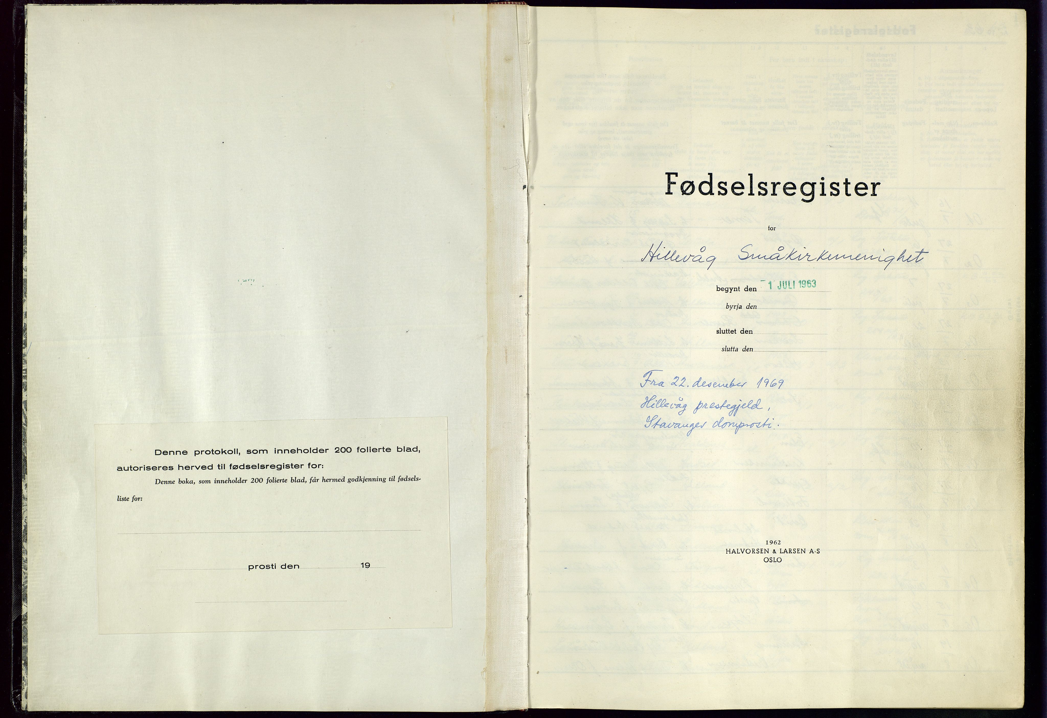 Hillevåg sokneprestkontor, SAST/A-101816/002/A/L0001: Birth register no. 1, 1963-1982