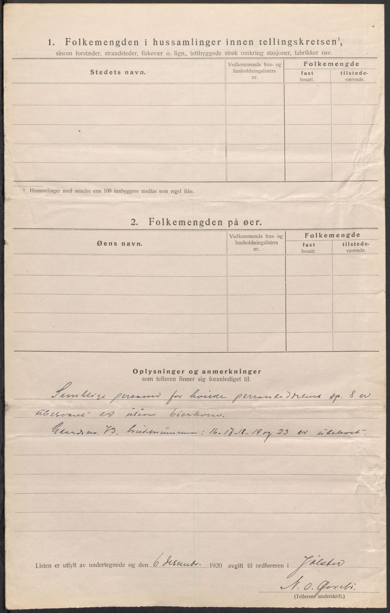 SAB, 1920 census for Jølster, 1920, p. 50