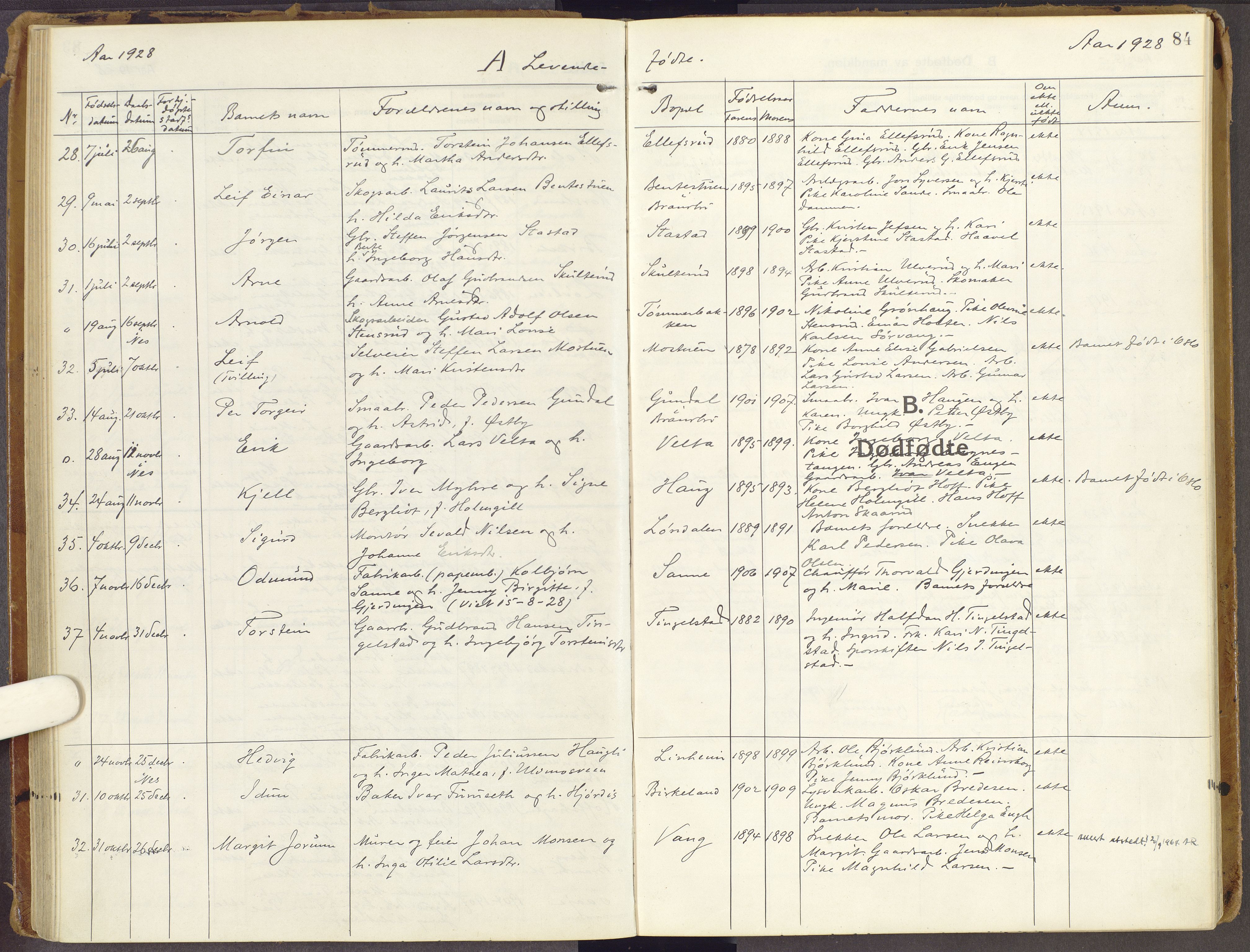 Brandbu prestekontor, AV/SAH-PREST-114/H/Ha/Haa/L0003: Parish register (official) no. 3, 1914-1928, p. 84