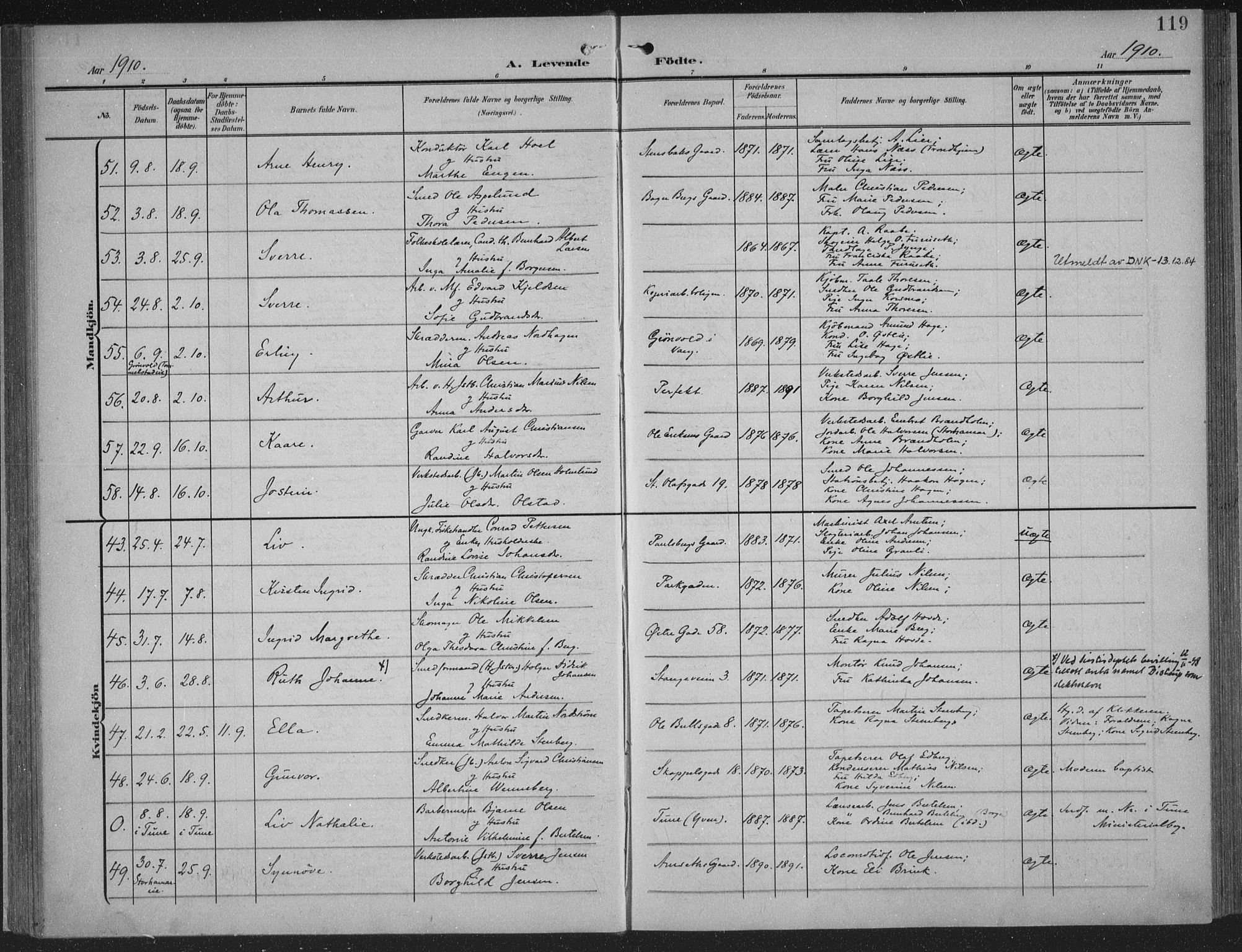 Hamar prestekontor, AV/SAH-DOMPH-002/H/Ha/Haa/L0001: Parish register (official) no. 1, 1900-1914, p. 119