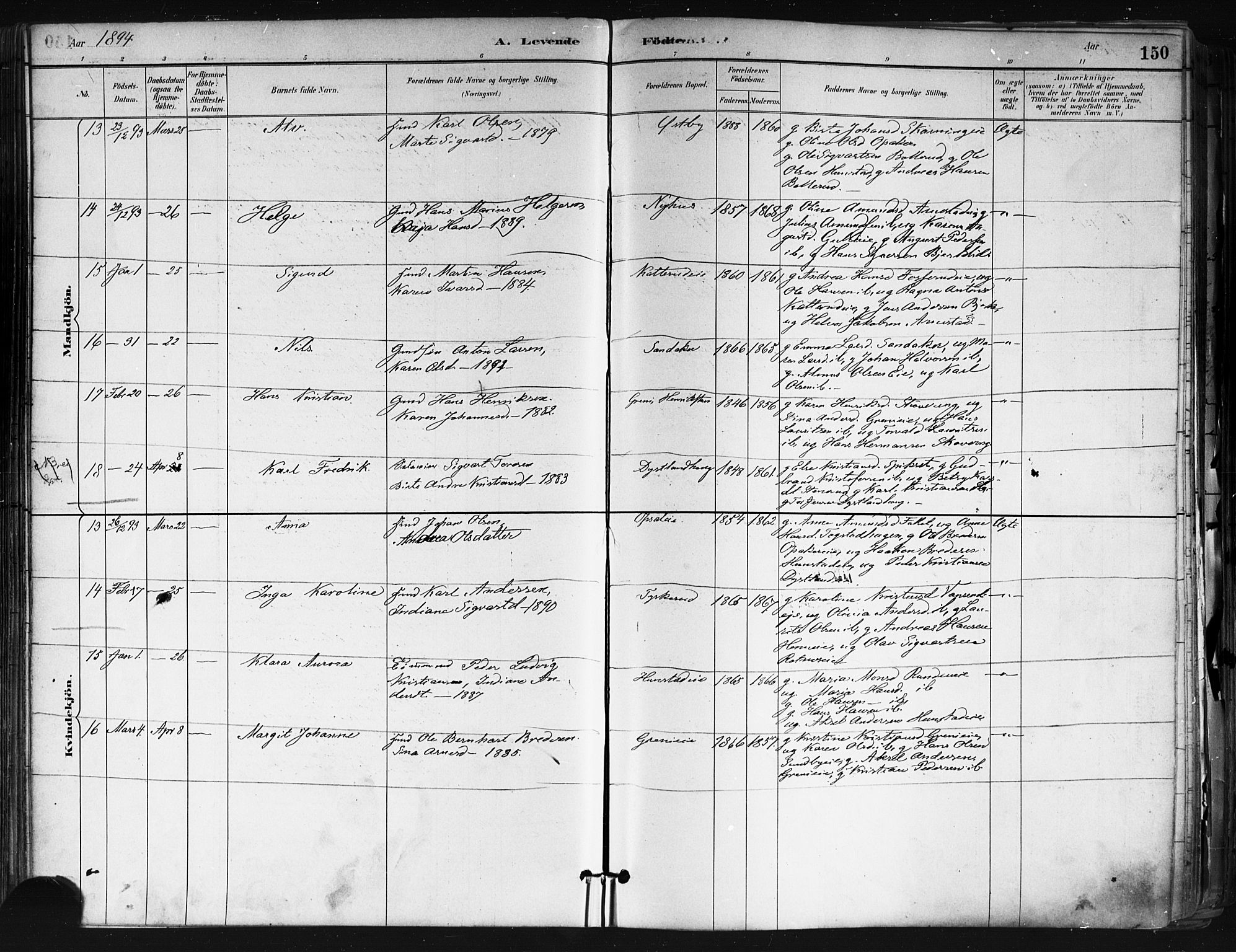 Nes prestekontor Kirkebøker, AV/SAO-A-10410/F/Fa/L0010: Parish register (official) no. I 10, 1883-1898, p. 150