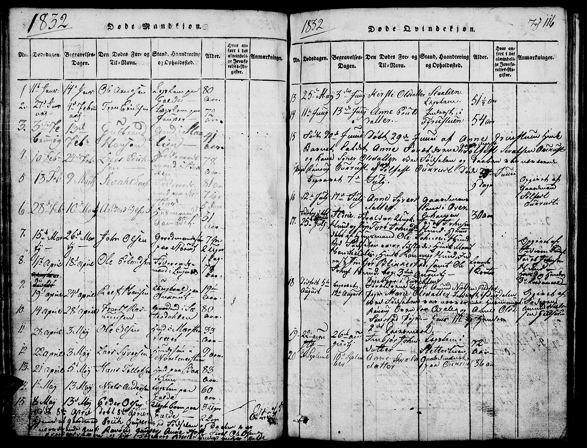 Lom prestekontor, SAH/PREST-070/L/L0001: Parish register (copy) no. 1, 1815-1836, p. 116
