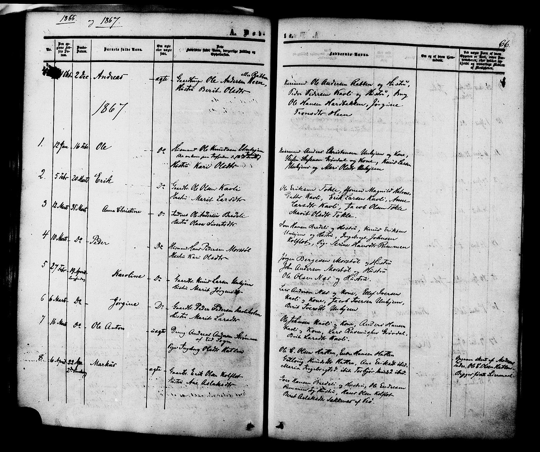 Ministerialprotokoller, klokkerbøker og fødselsregistre - Møre og Romsdal, AV/SAT-A-1454/545/L0586: Parish register (official) no. 545A02, 1854-1877, p. 66