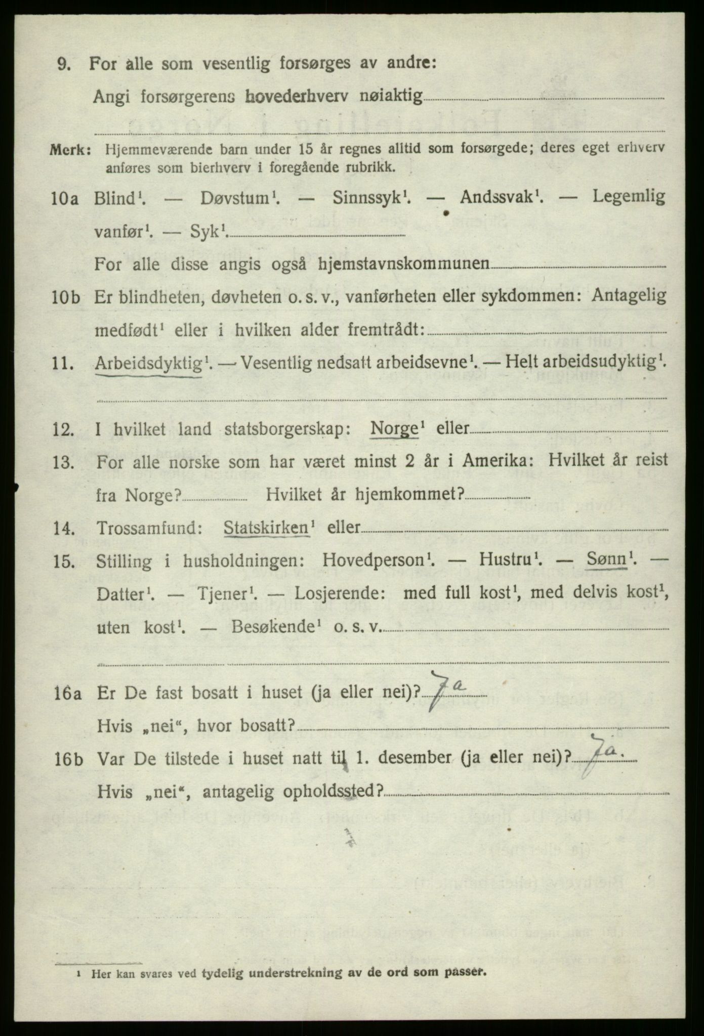 SAB, 1920 census for Innvik, 1920, p. 4536