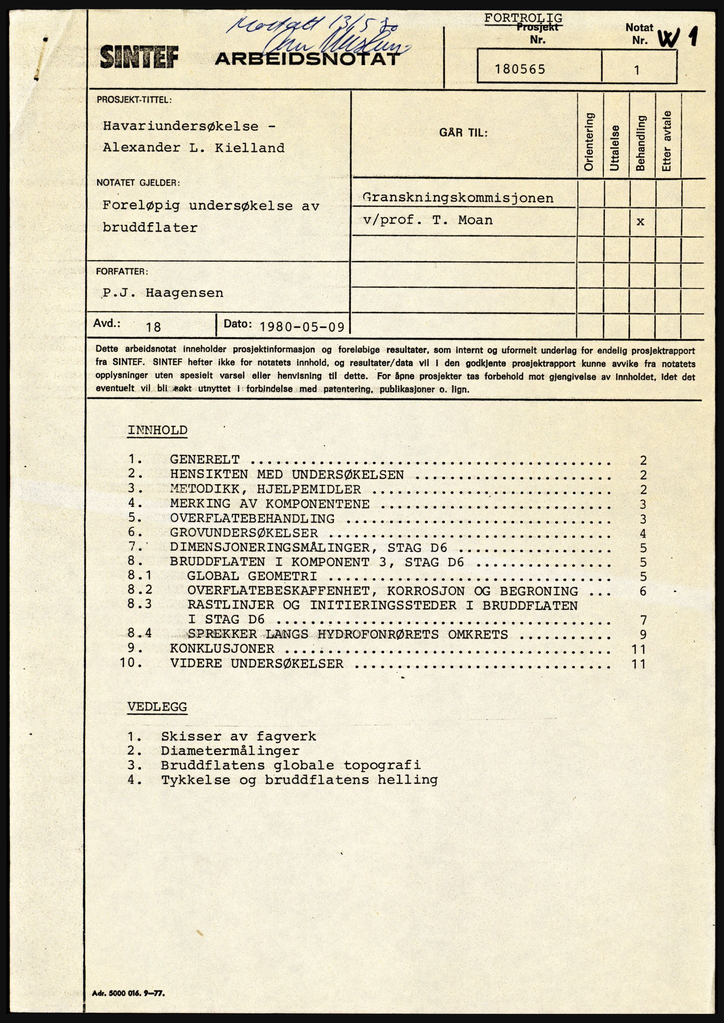 Justisdepartementet, Granskningskommisjonen ved Alexander Kielland-ulykken 27.3.1980, RA/S-1165/D/L0021: V Forankring (Doku.liste + V1-V3 av 3)/W Materialundersøkelser (Doku.liste + W1-W10 av 10 - W9 eske 26), 1980-1981, p. 60