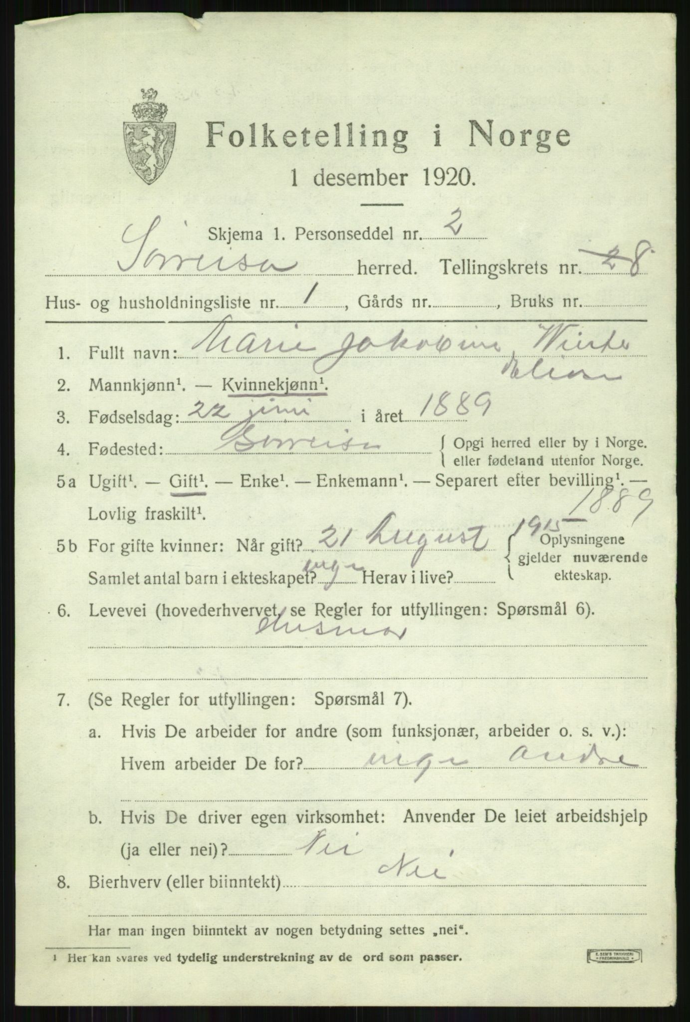 SATØ, 1920 census for Sørreisa, 1920, p. 3678