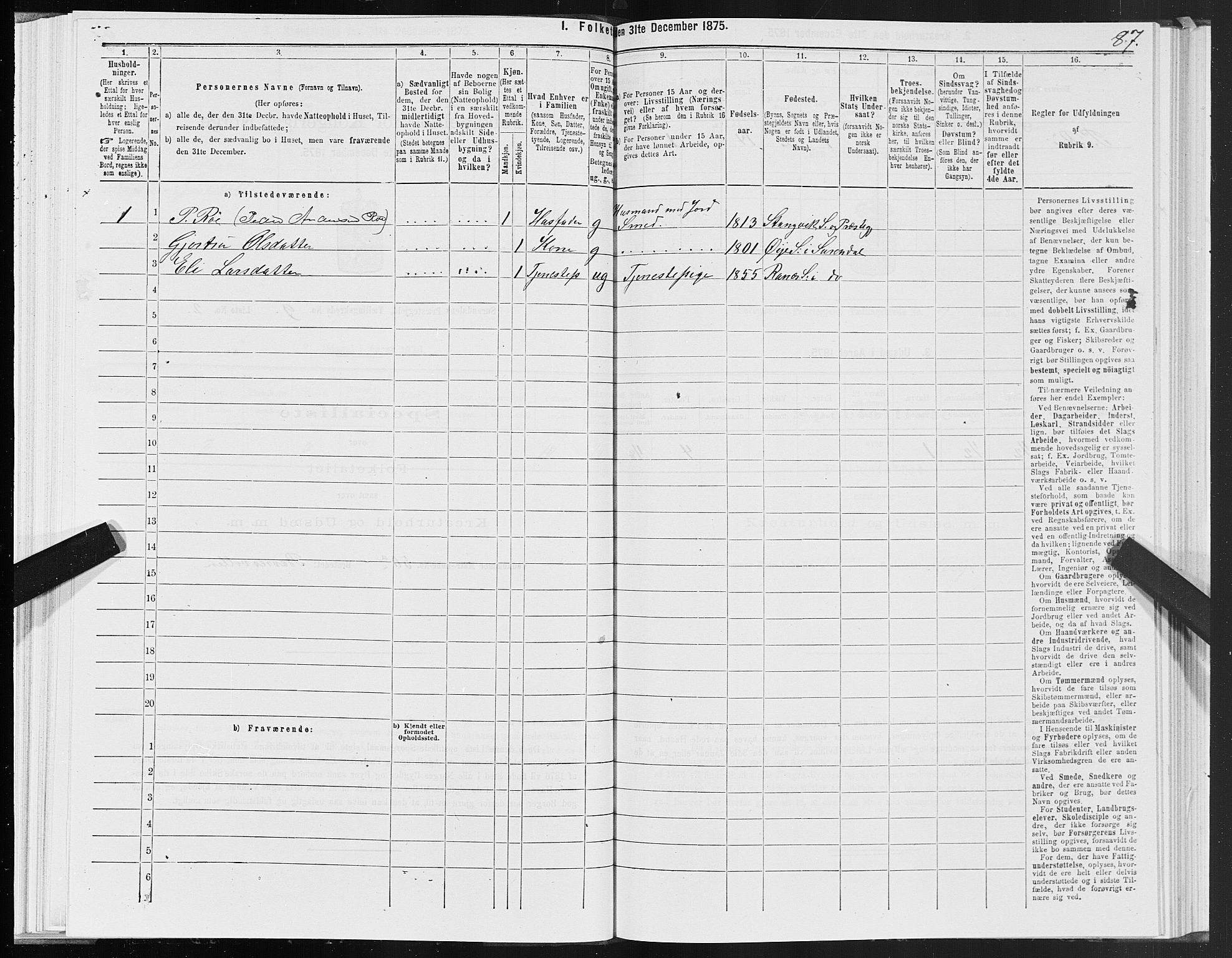 SAT, 1875 census for 1566P Surnadal, 1875, p. 4087